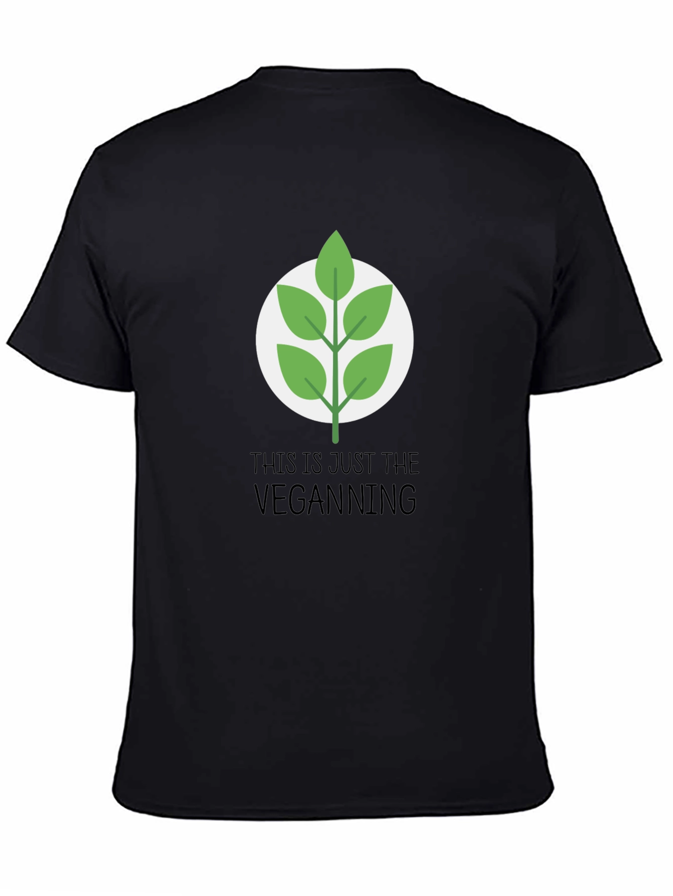 Vegan Leaf Graphic Tee - Casual Black T-Shirt