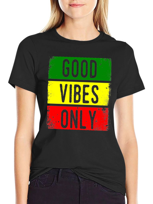 Good Vibes Only Graphic Tee - Rasta Colors