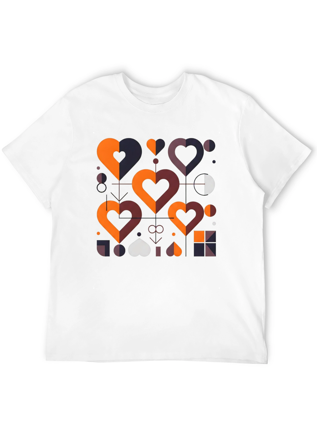 Geometric Hearts Graphic Tee - Modern Style