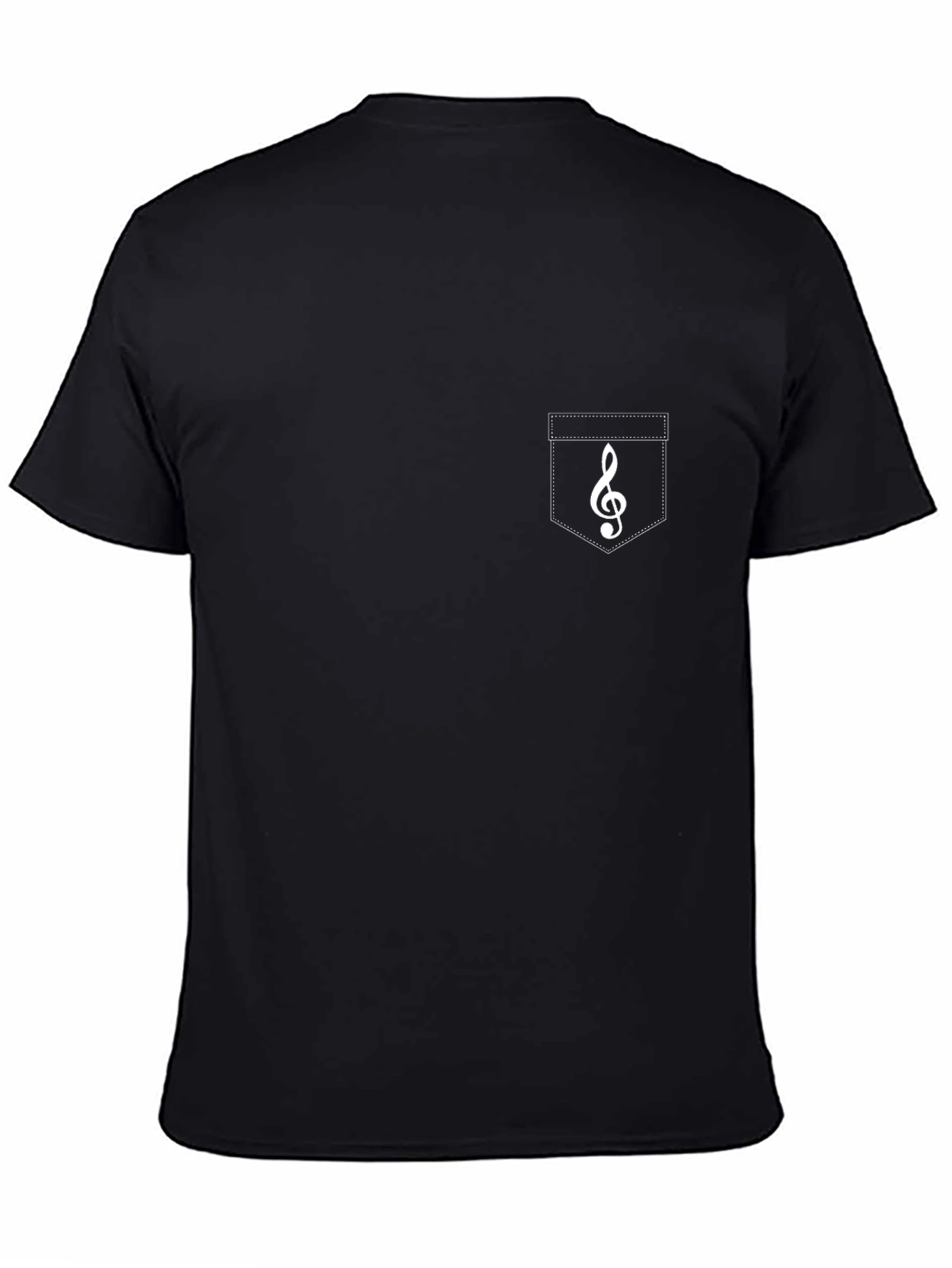Mens Black T-Shirt with Treble Clef Pocket