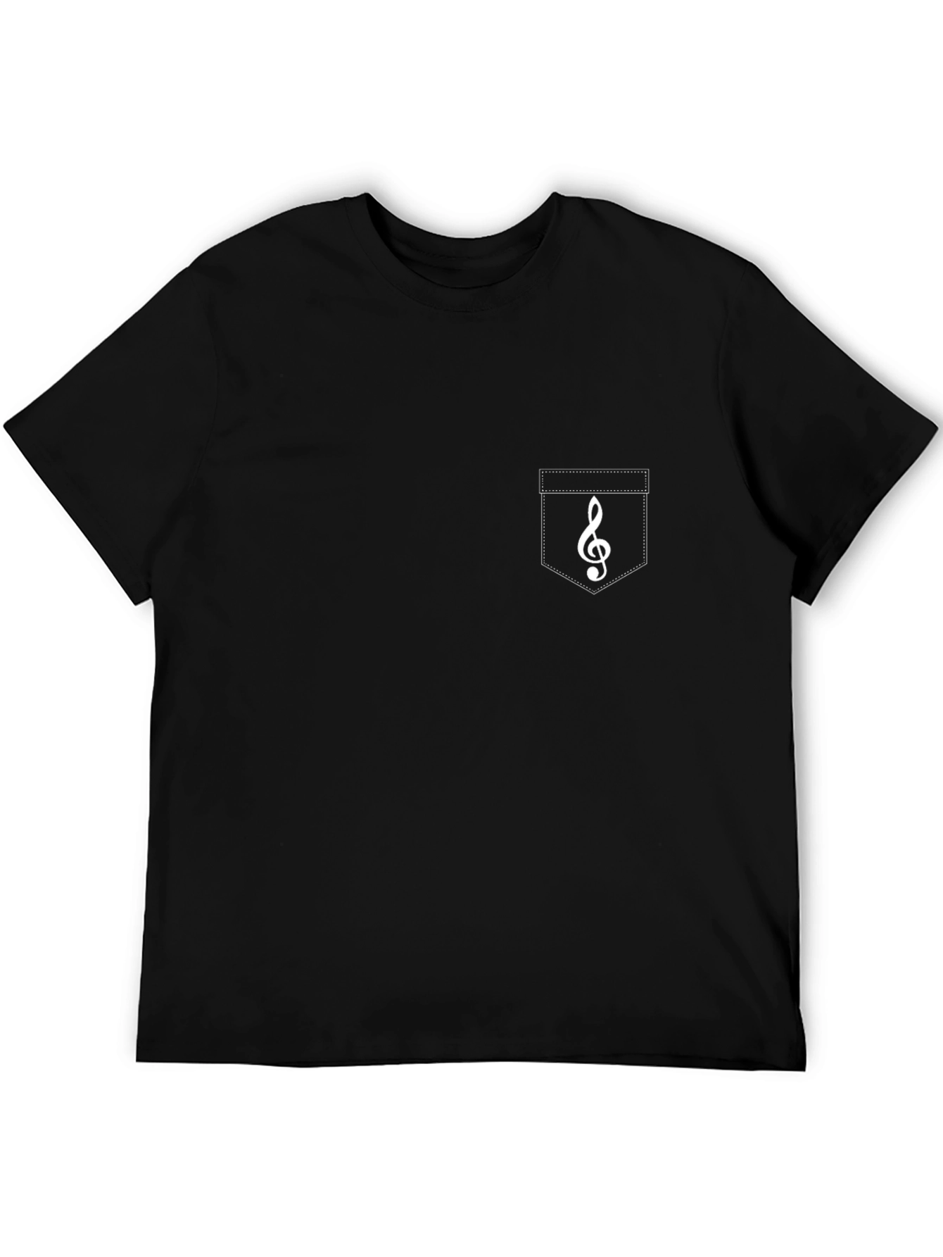 Mens Black T-Shirt with Treble Clef Pocket