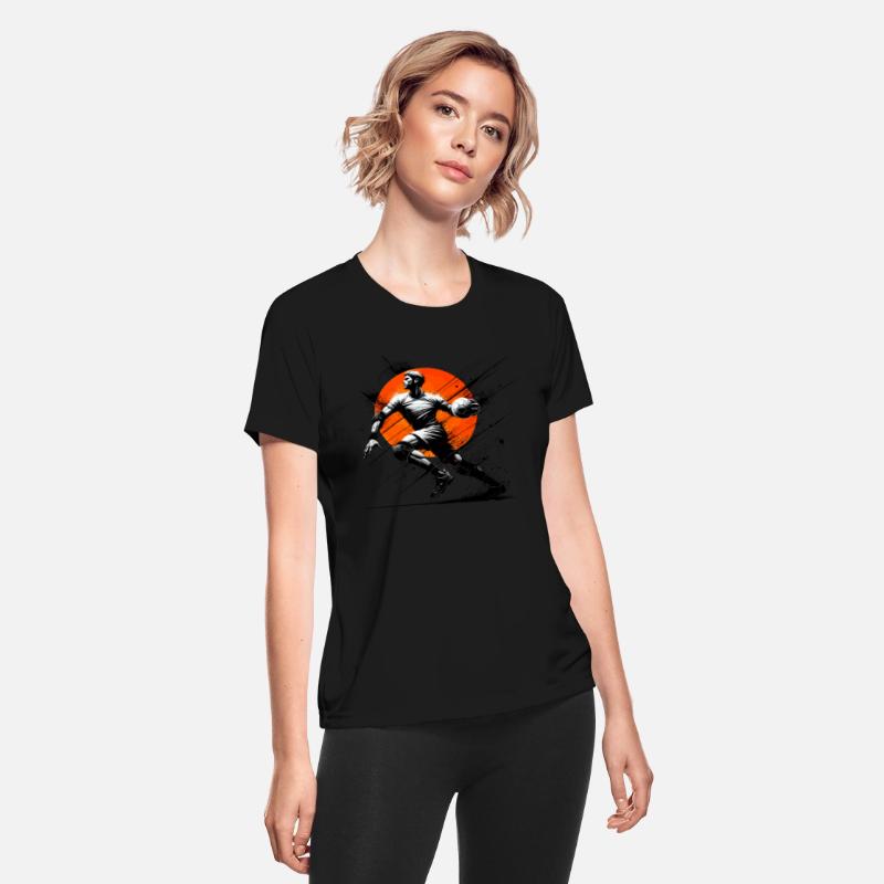 Dynamic Handball Player Action Art Orange Burst