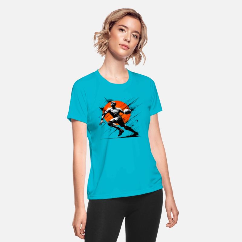 Dynamic Handball Player Action Art Orange Burst