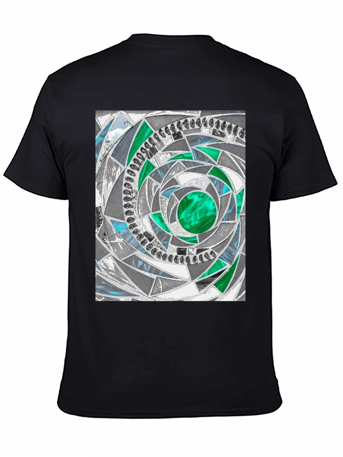Geometric Vortex Graphic Tee - Abstract Design