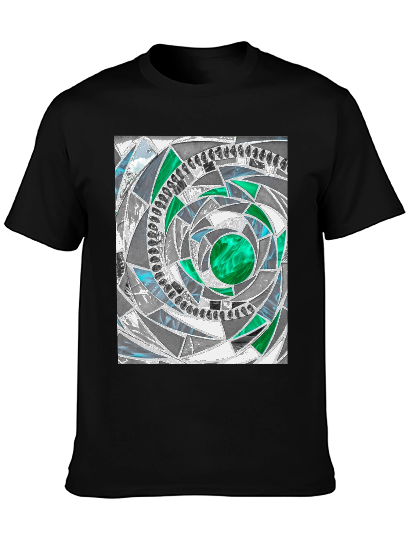 Geometric Vortex Graphic Tee - Abstract Design