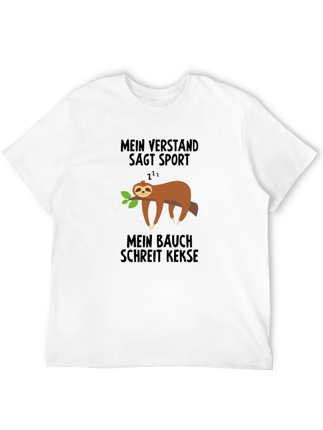 Funny German Sloth T-Shirt - Sport vs. Cookies