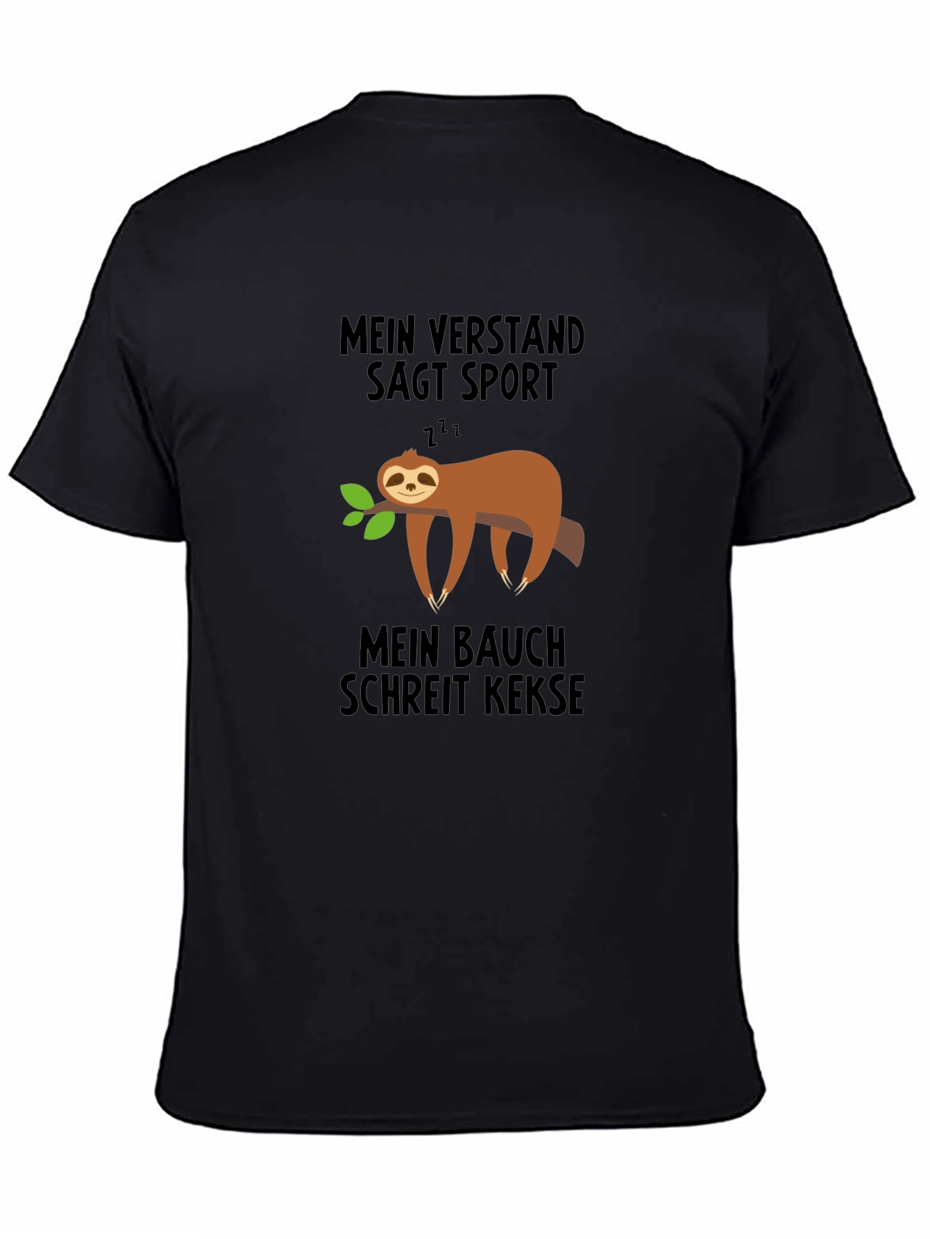 Funny German Sloth T-Shirt - Sport vs. Cookies