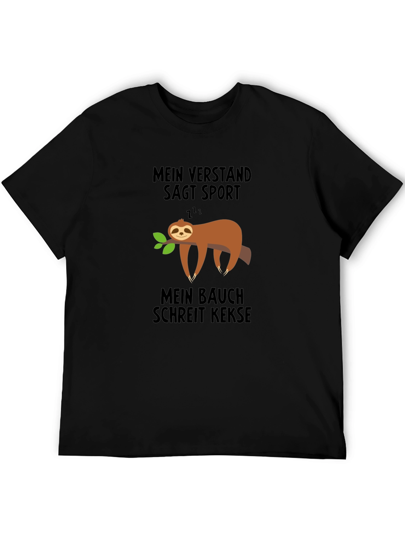 Funny German Sloth T-Shirt - Sport vs. Cookies