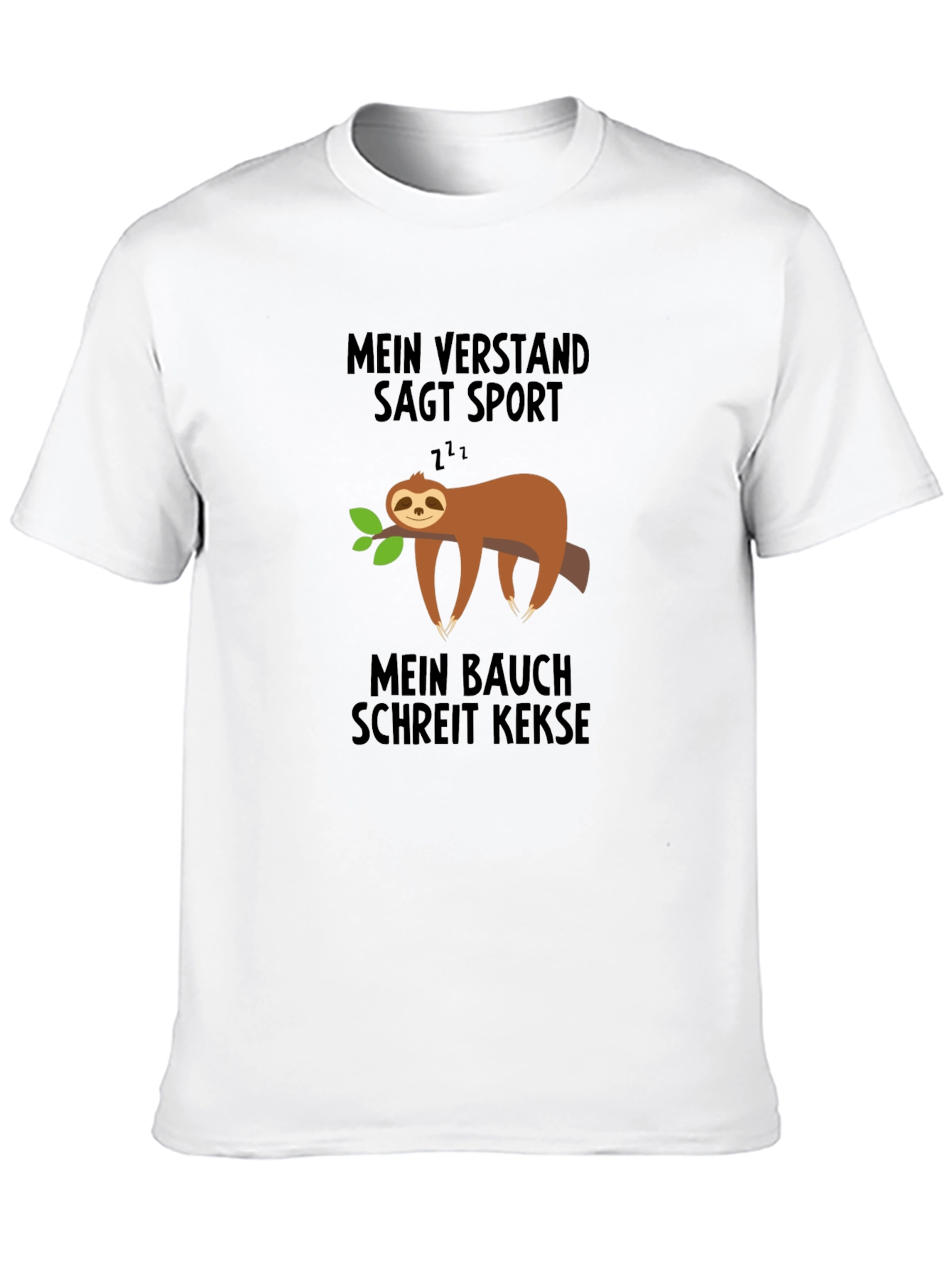 Funny German Sloth T-Shirt - Sport vs. Cookies