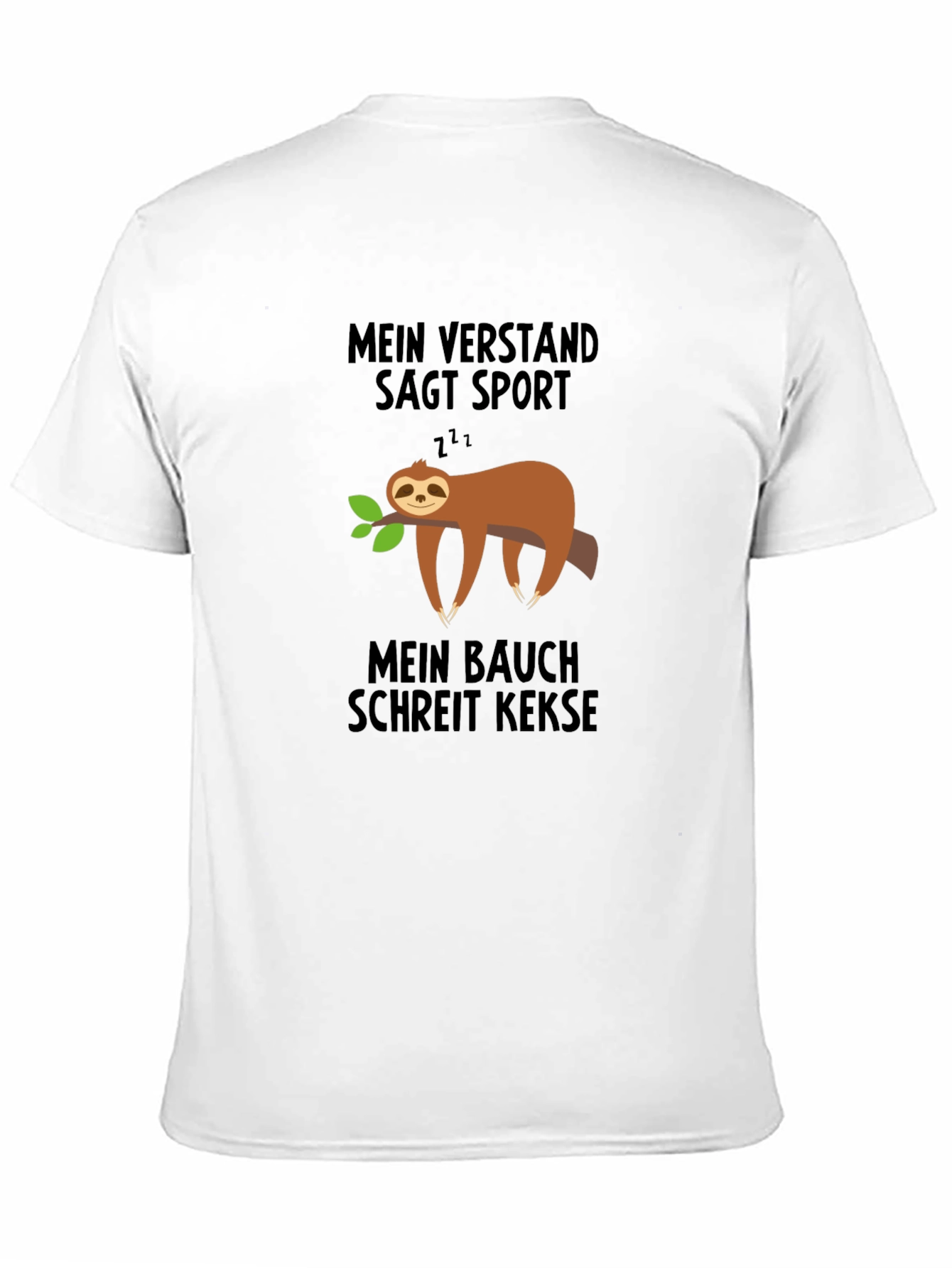 Funny German Sloth T-Shirt - Sport vs. Cookies