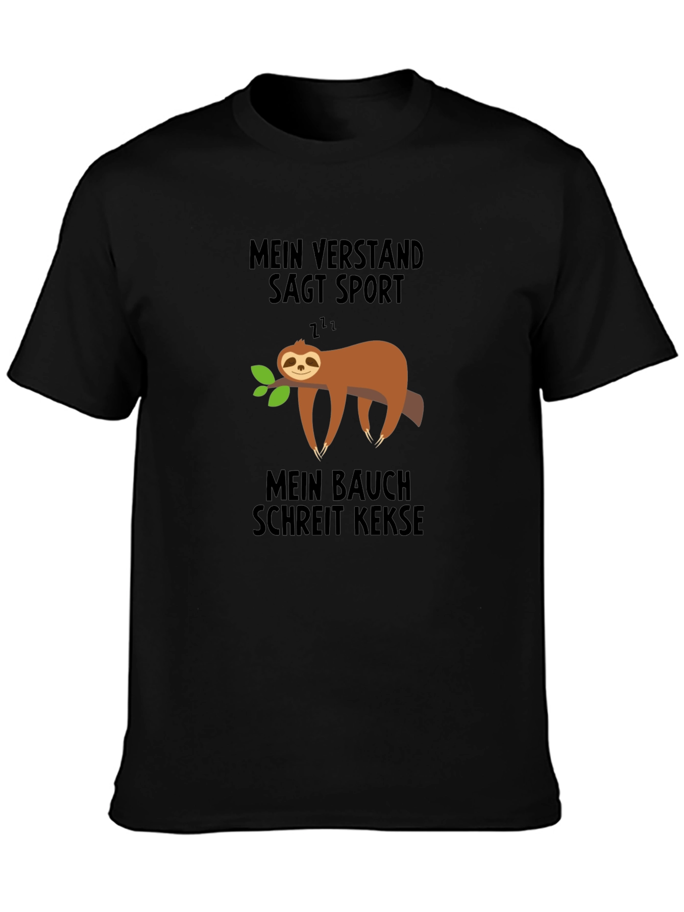Funny German Sloth T-Shirt - Sport vs. Cookies