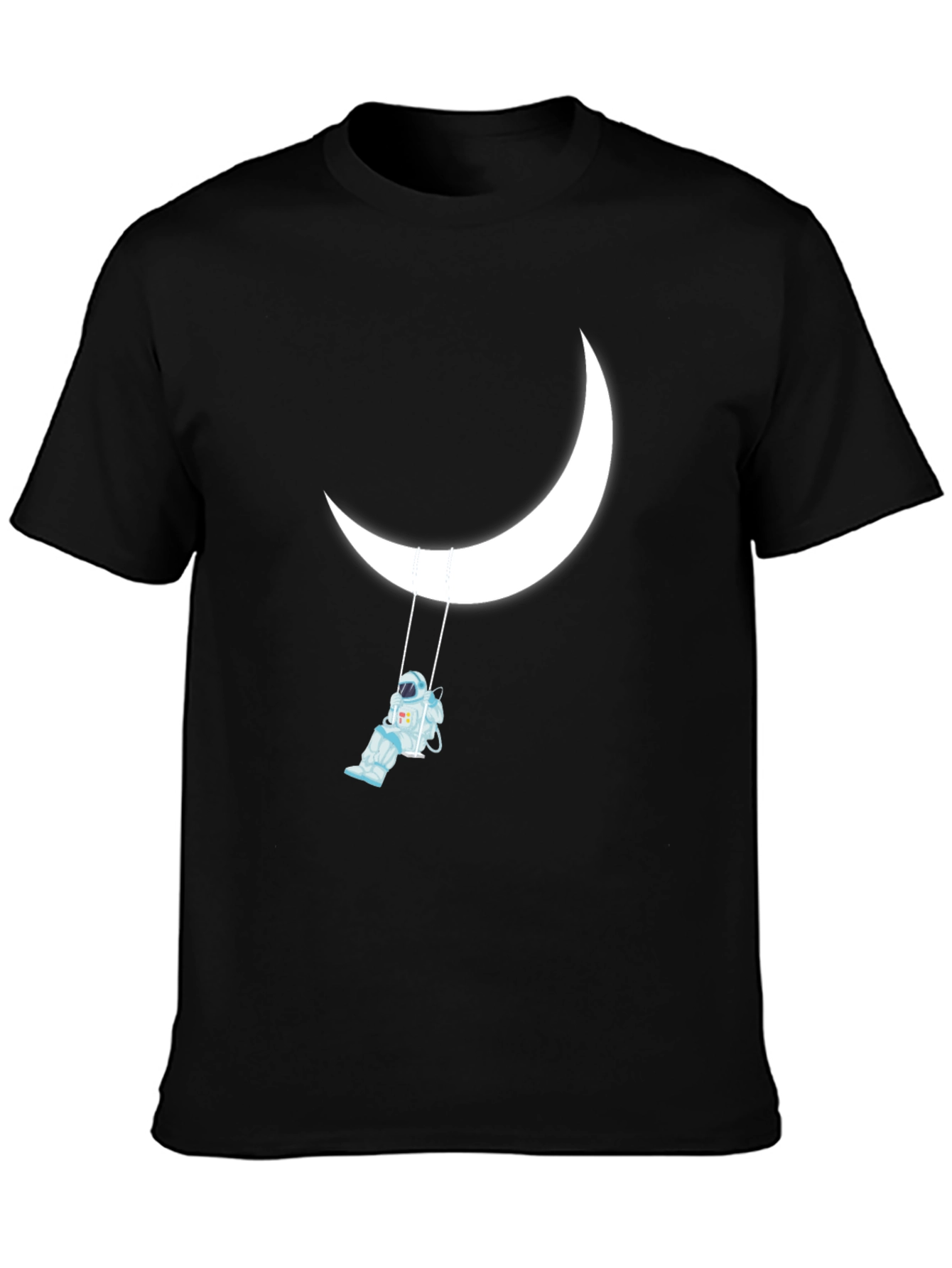 Astronaut on Moon Swing Black Graphic Tee