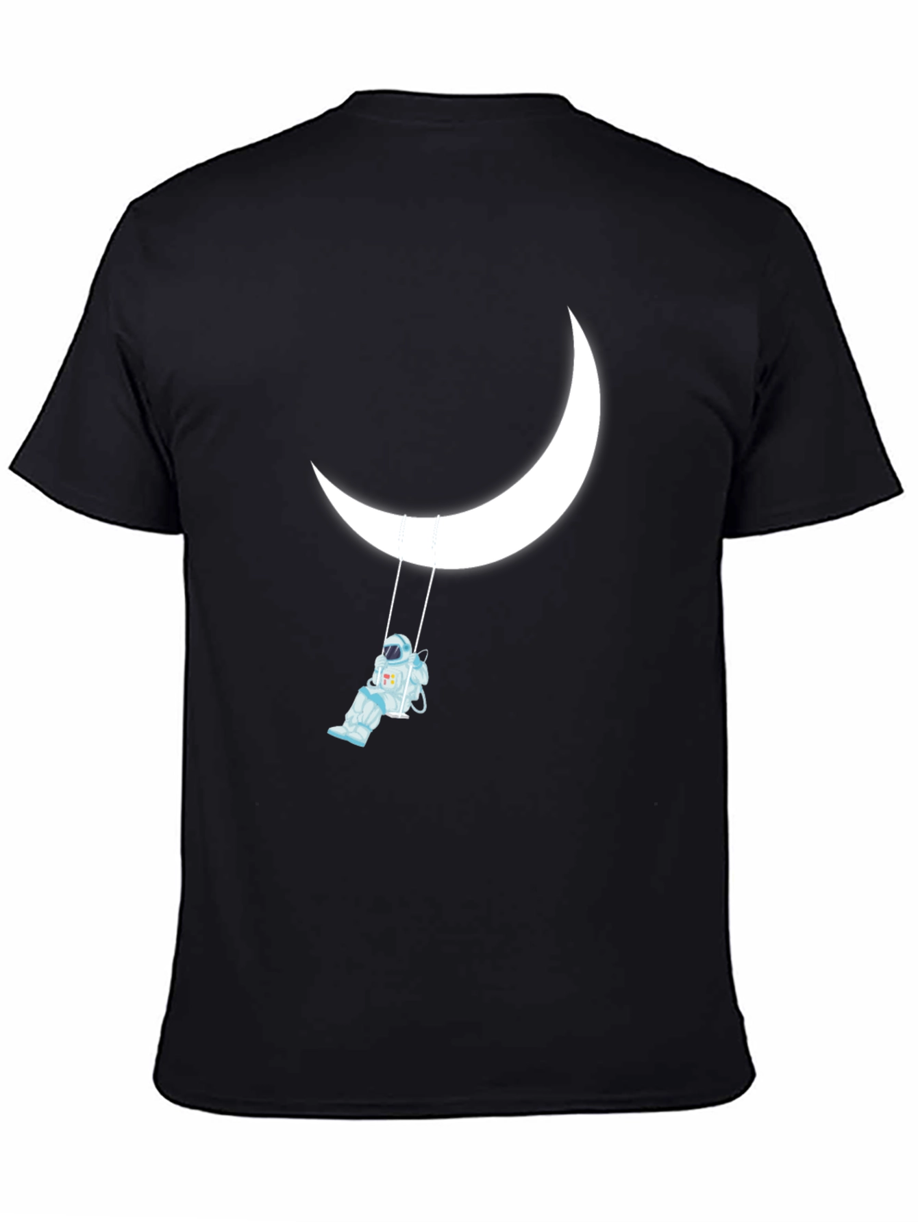 Astronaut on Moon Swing Black Graphic Tee
