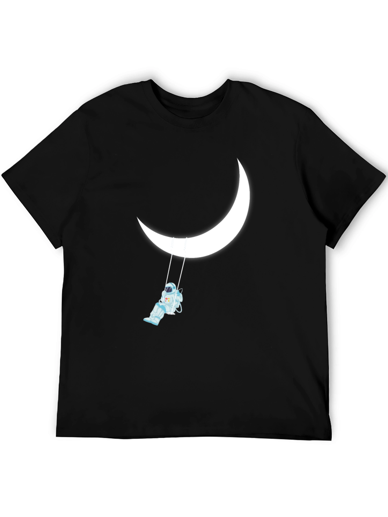 Astronaut on Moon Swing Black Graphic Tee