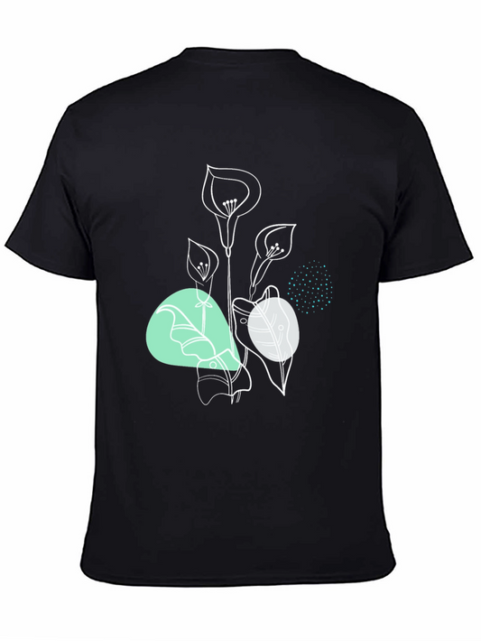 Floral Line Art Graphic Tee - Modern Minimalist Design