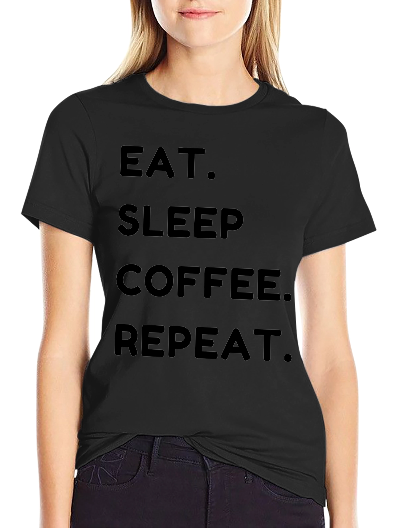 Eat Sleep Coffee Repeat Black T-Shirt
