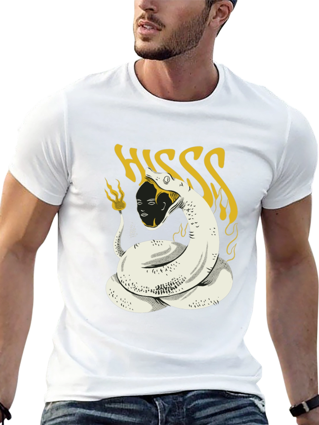 HISS Graphic Tee - Snake & Face Print