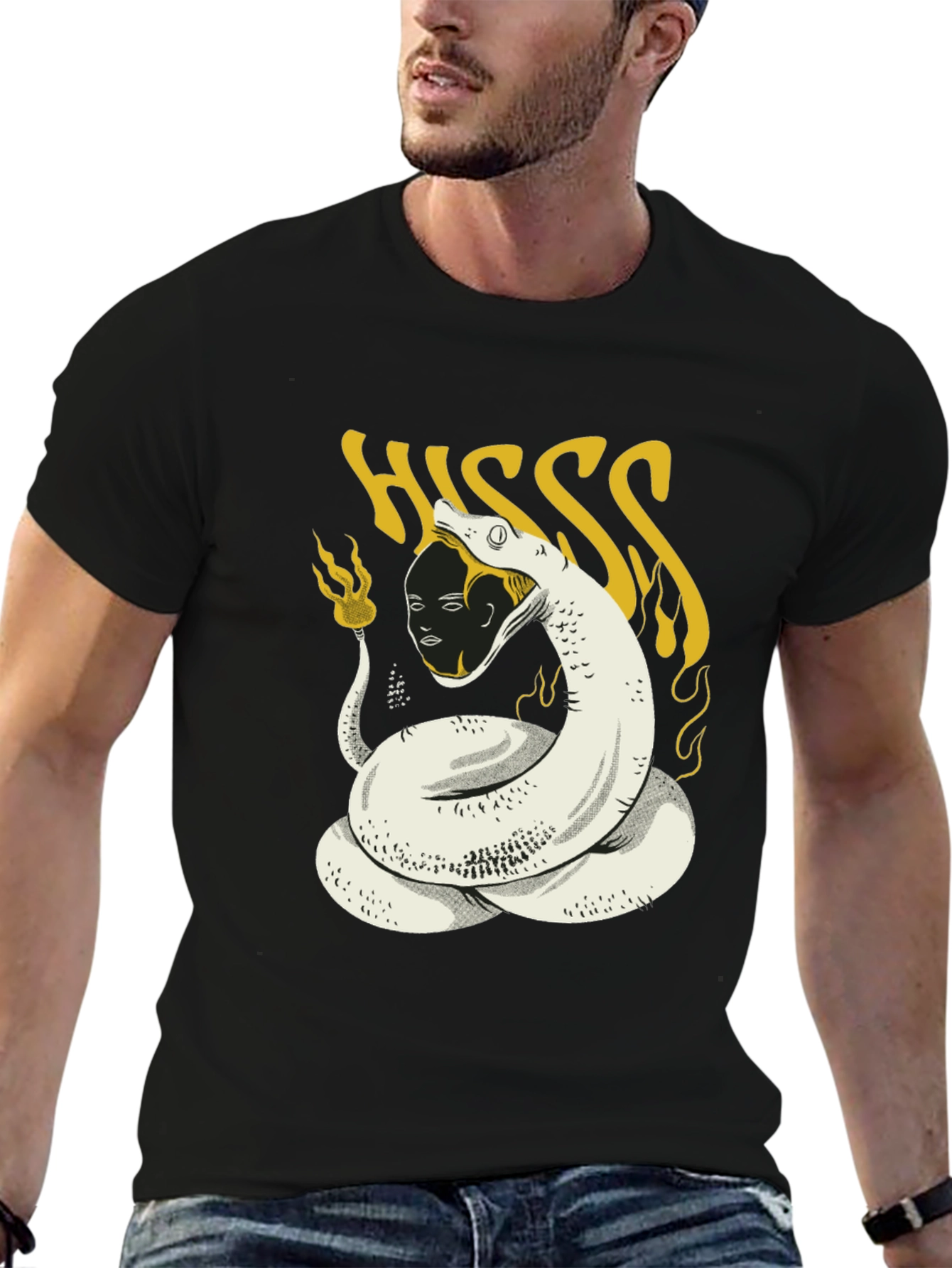 HISS Graphic Tee - Snake & Face Print