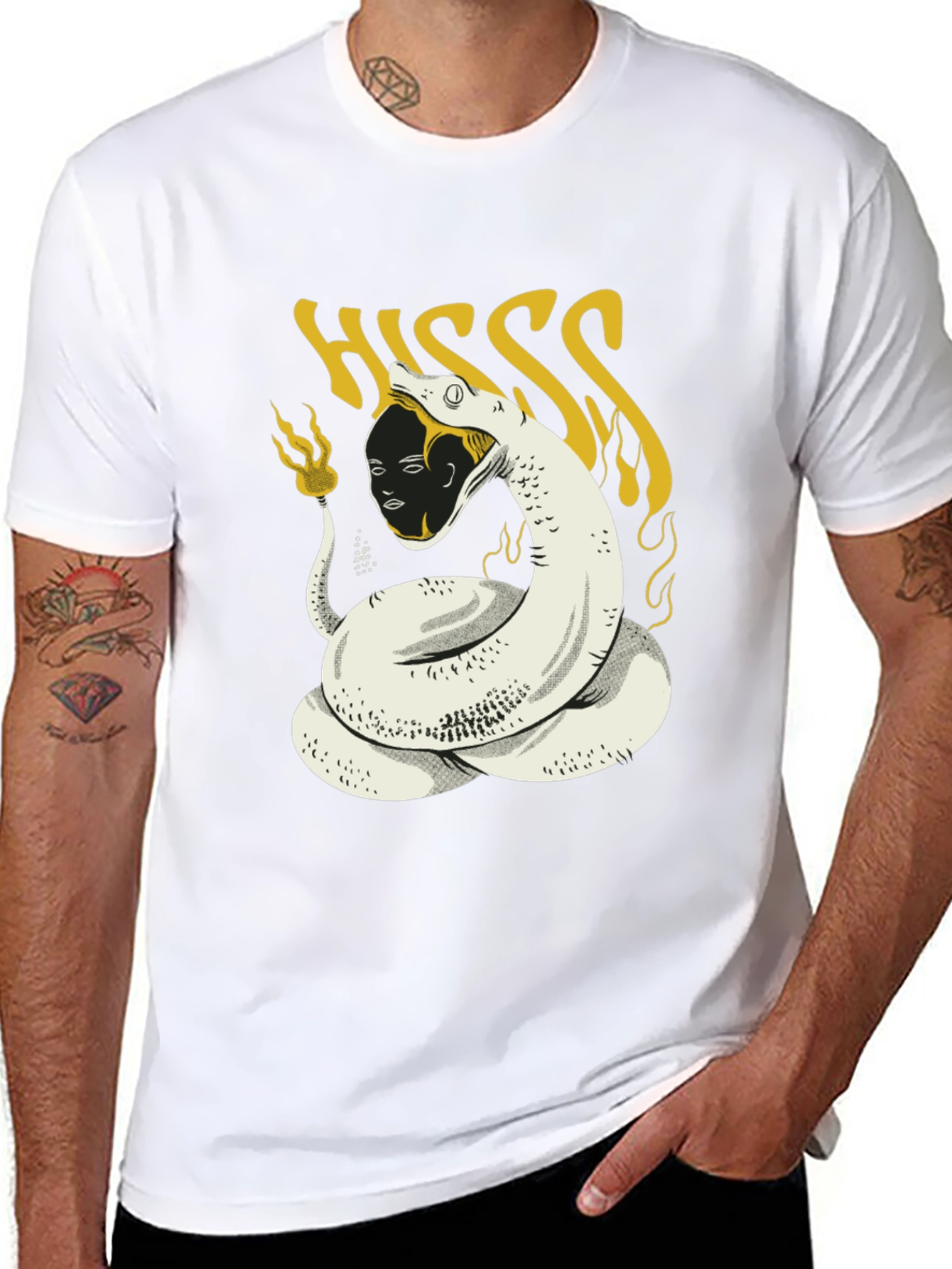 HISS Graphic Tee - Snake & Face Print