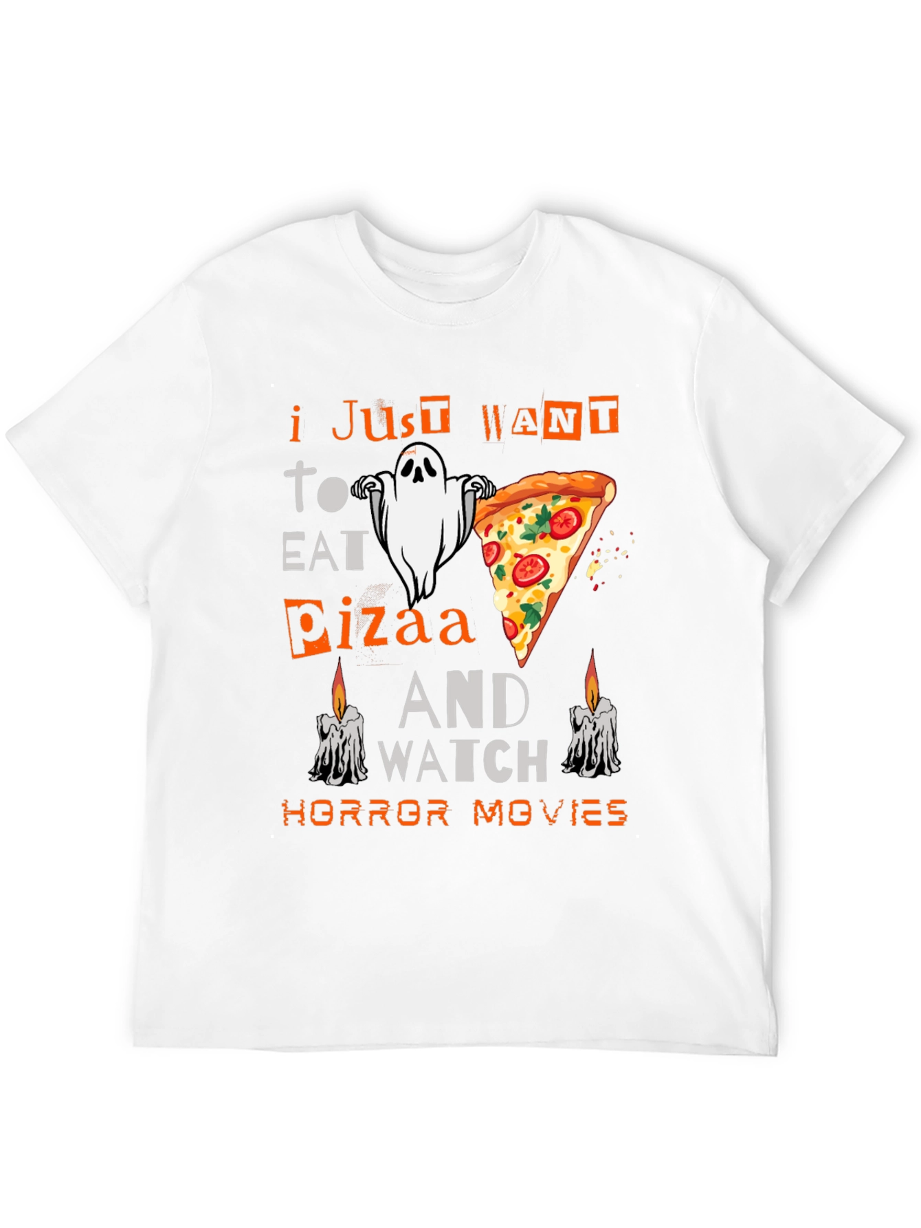 Halloween Pizza Ghost Horror Movie T-Shirt
