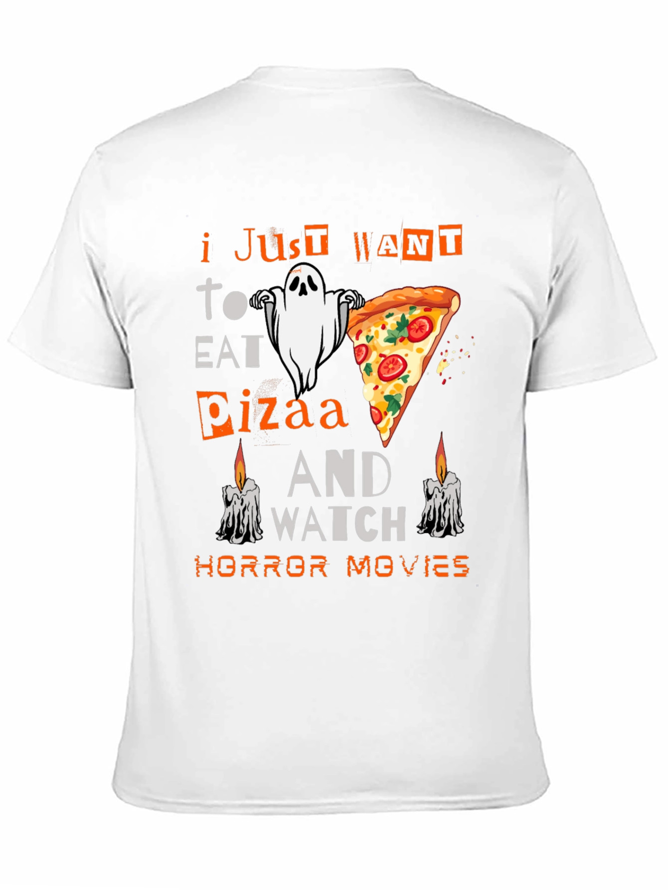 Halloween Pizza Ghost Horror Movie T-Shirt
