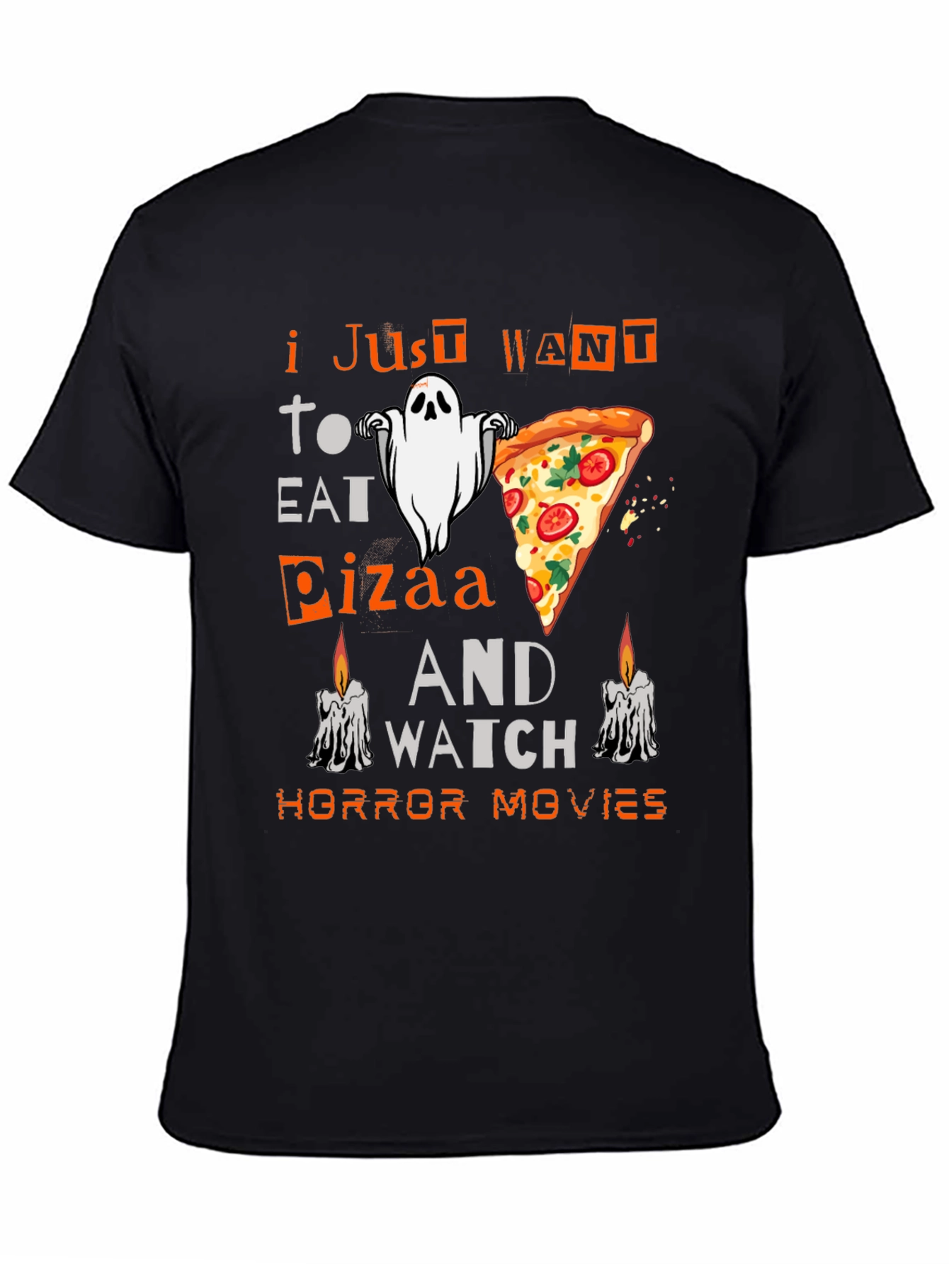 Halloween Pizza Ghost Horror Movie T-Shirt