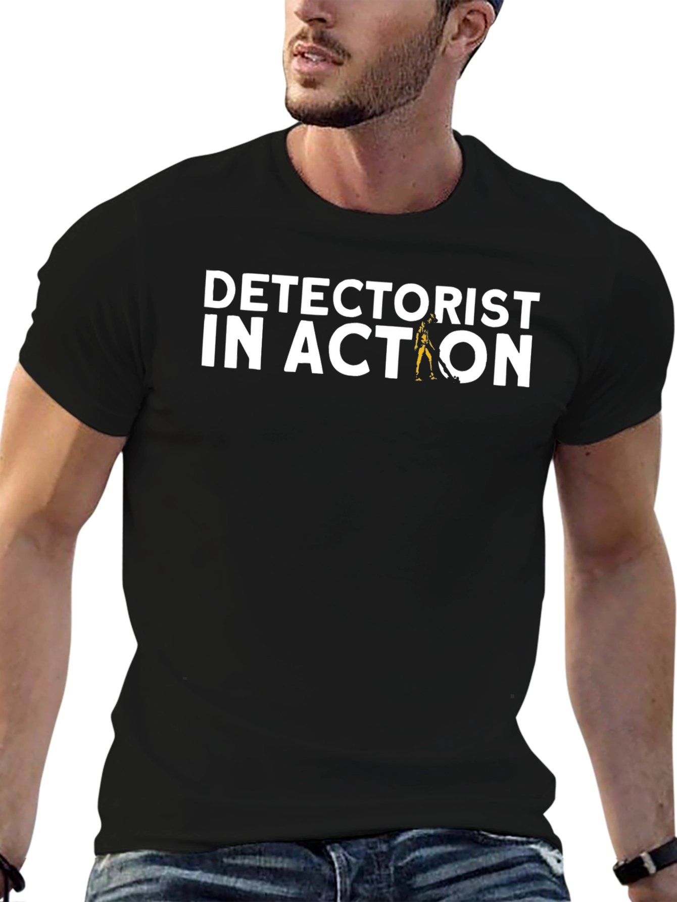 Detectorist in Action Black Graphic Tee