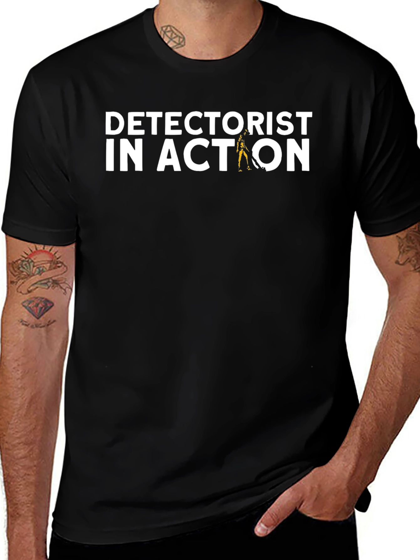 Detectorist in Action Black Graphic Tee