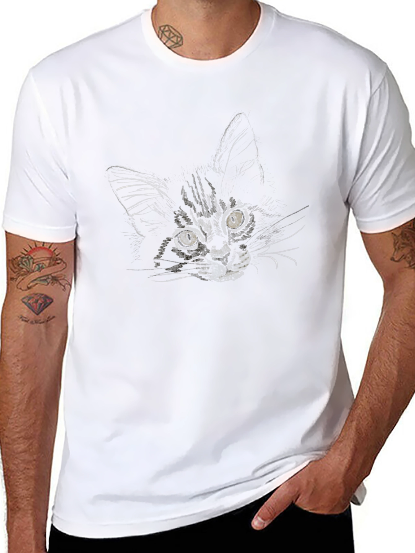 Black Cat Portrait T-Shirt