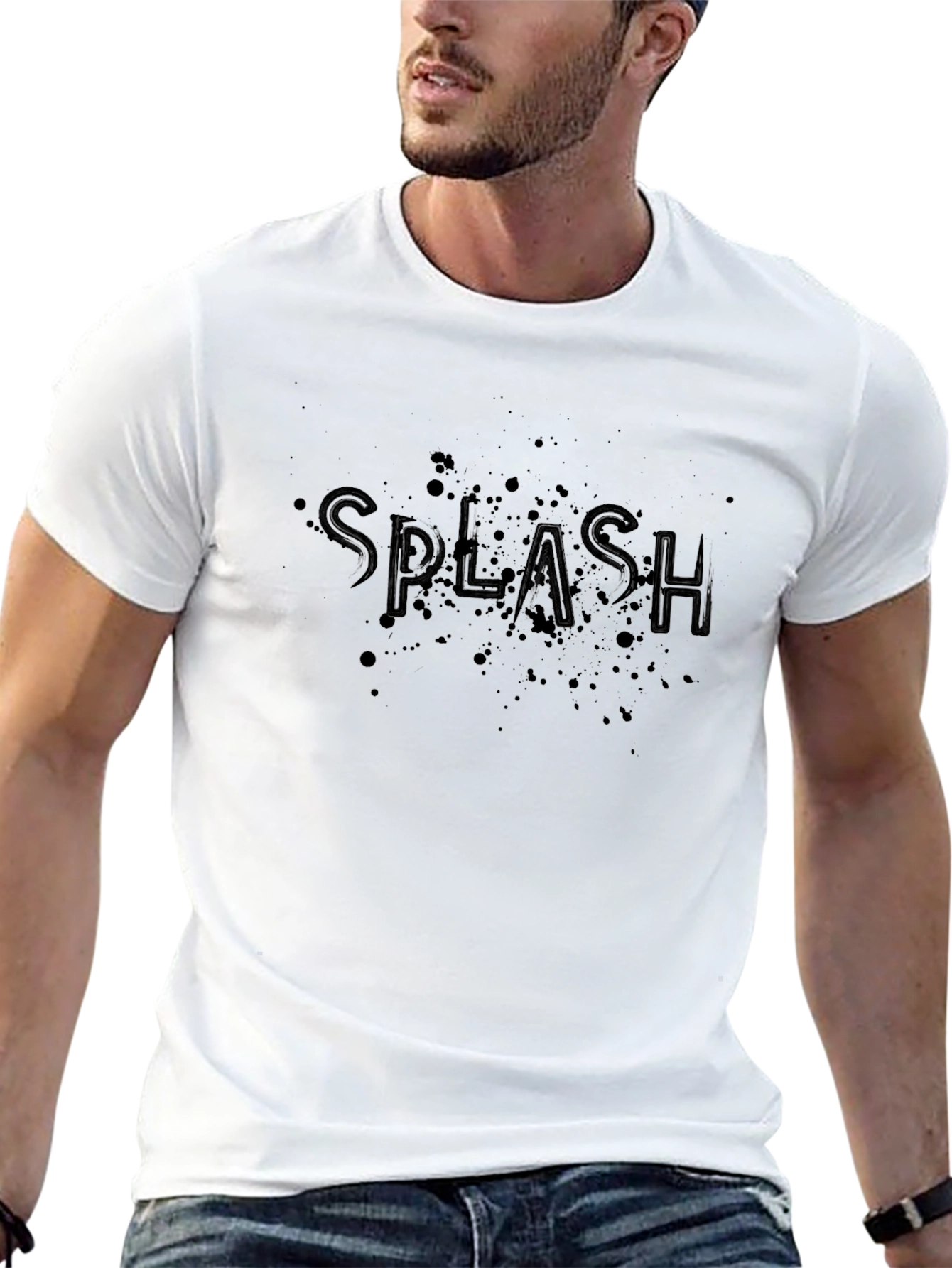 Splash Graphic Print Black T-Shirt
