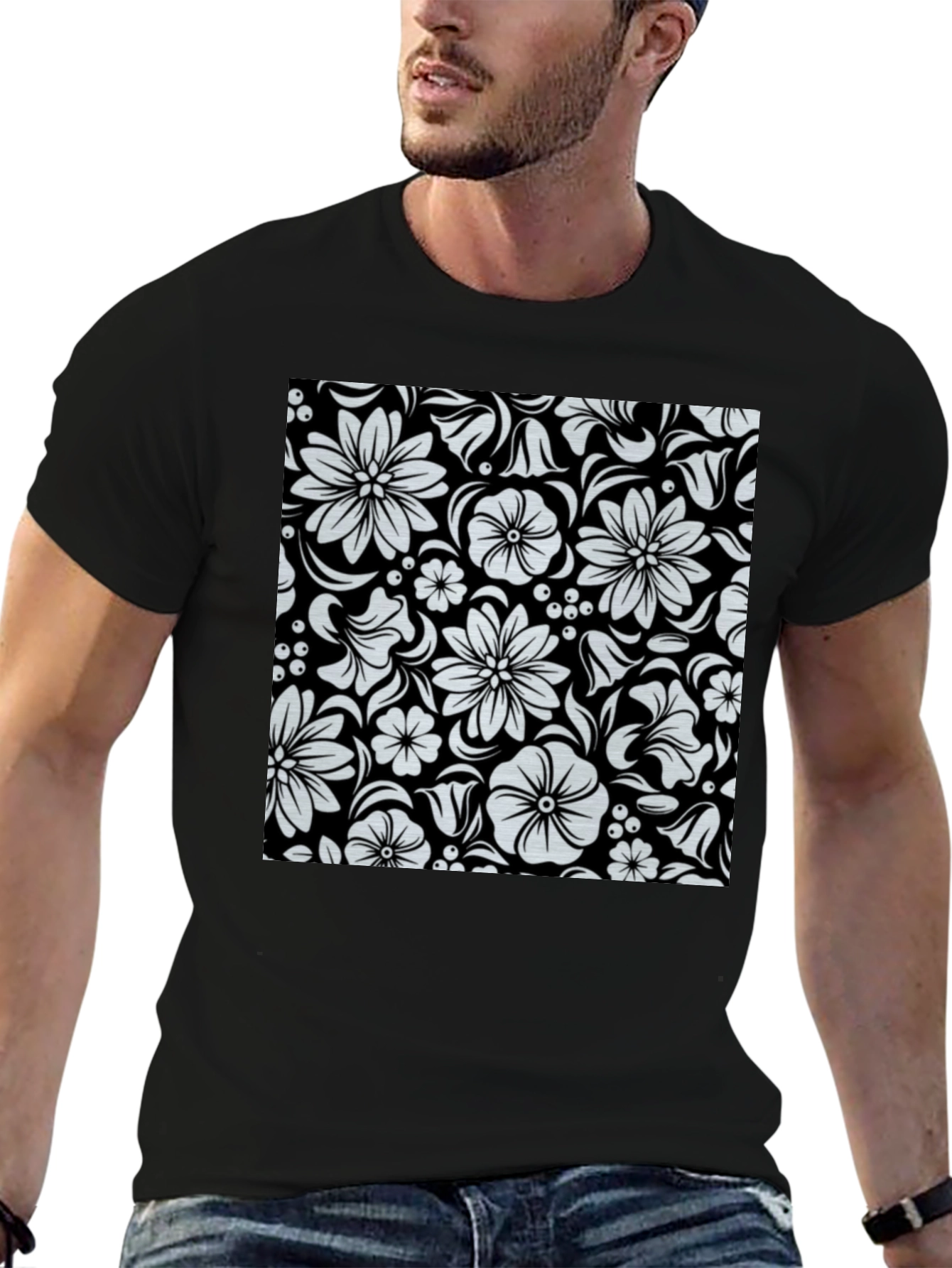 Floral Black T-Shirt
