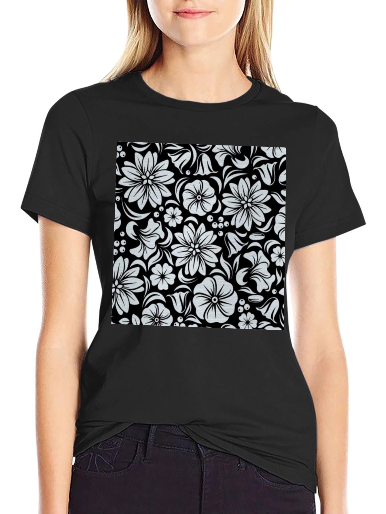 Floral Black T-Shirt