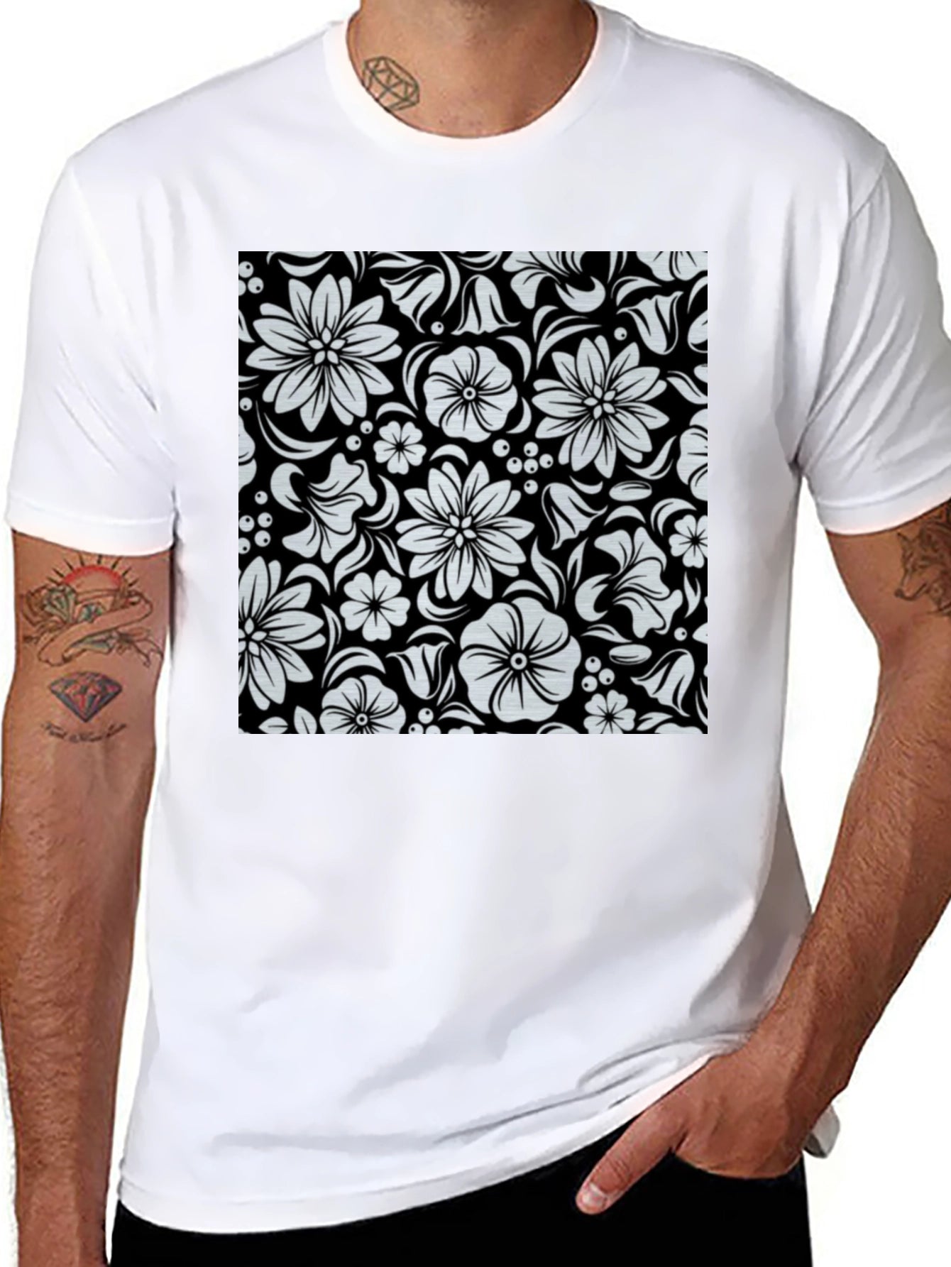 Floral Black T-Shirt