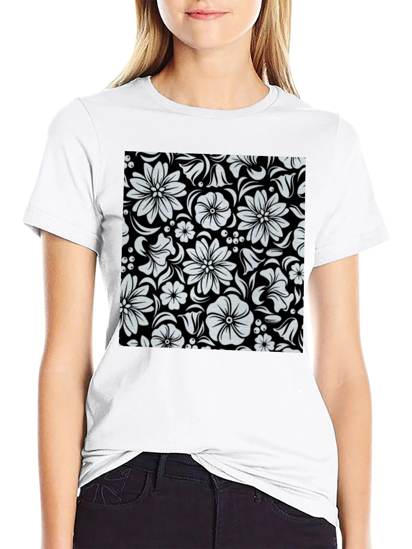 Floral Black T-Shirt