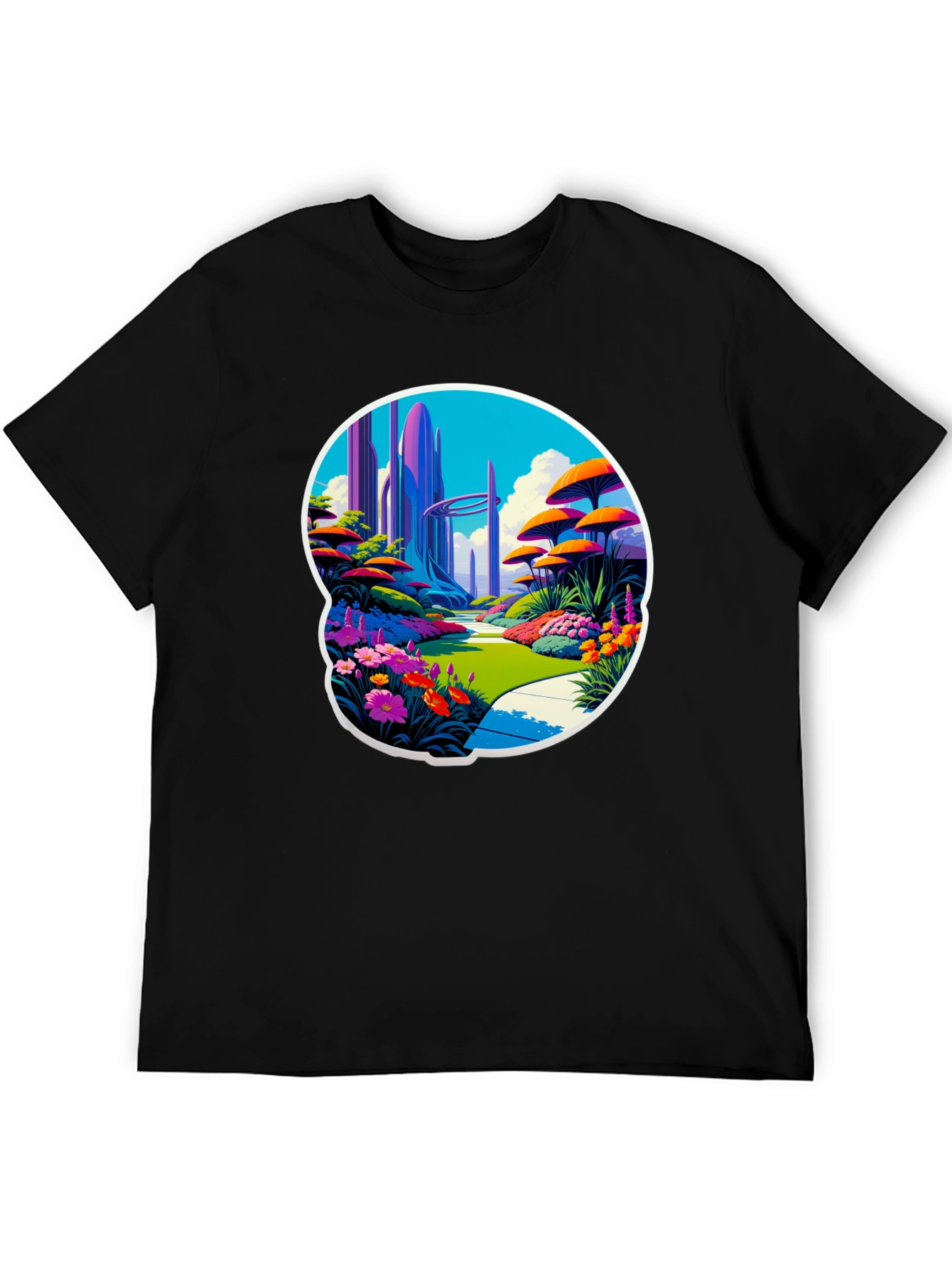 Futuristic Garden T-Shirt Sci-Fi Landscape Tee