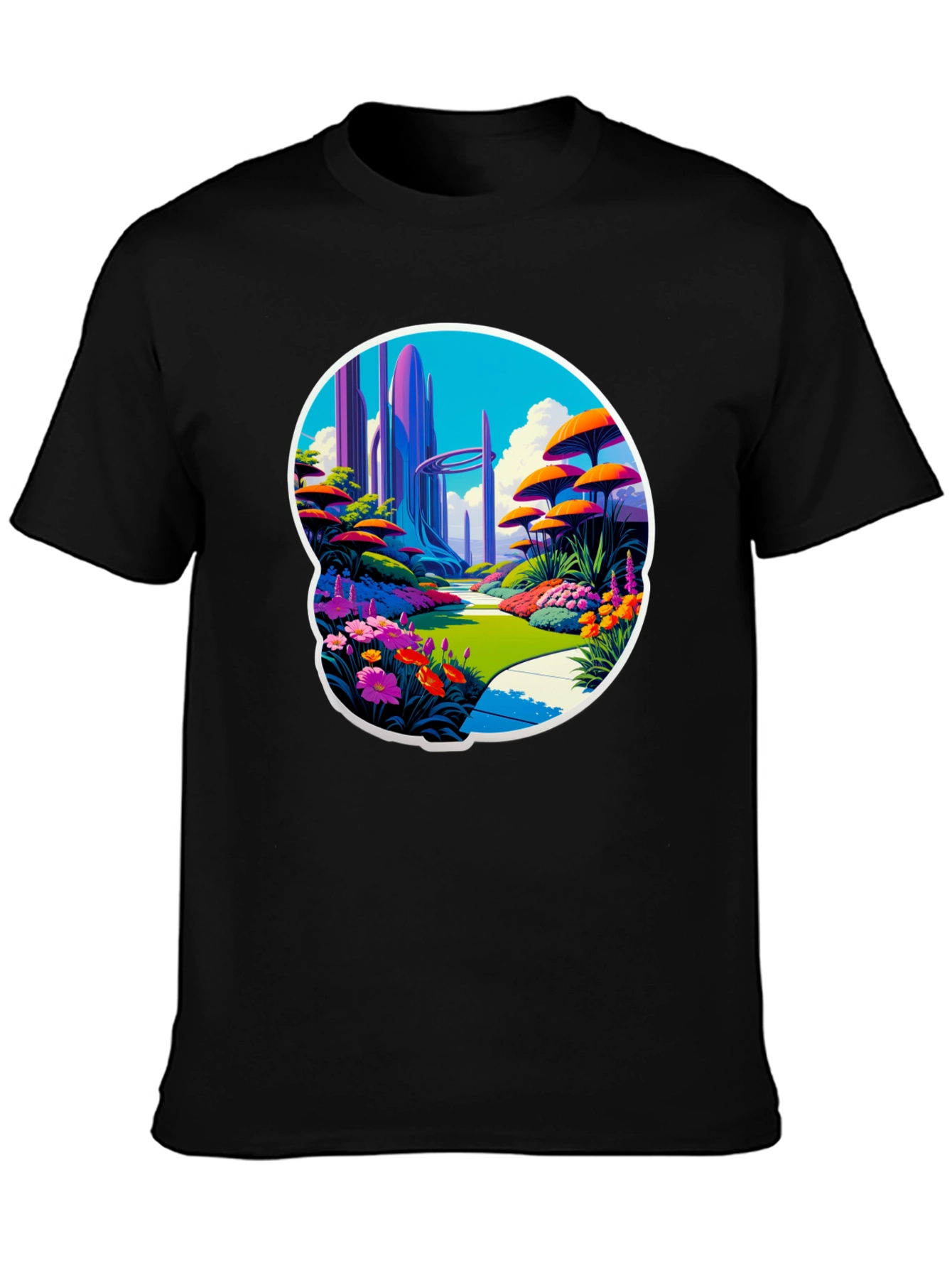 Futuristic Garden T-Shirt Sci-Fi Landscape Tee