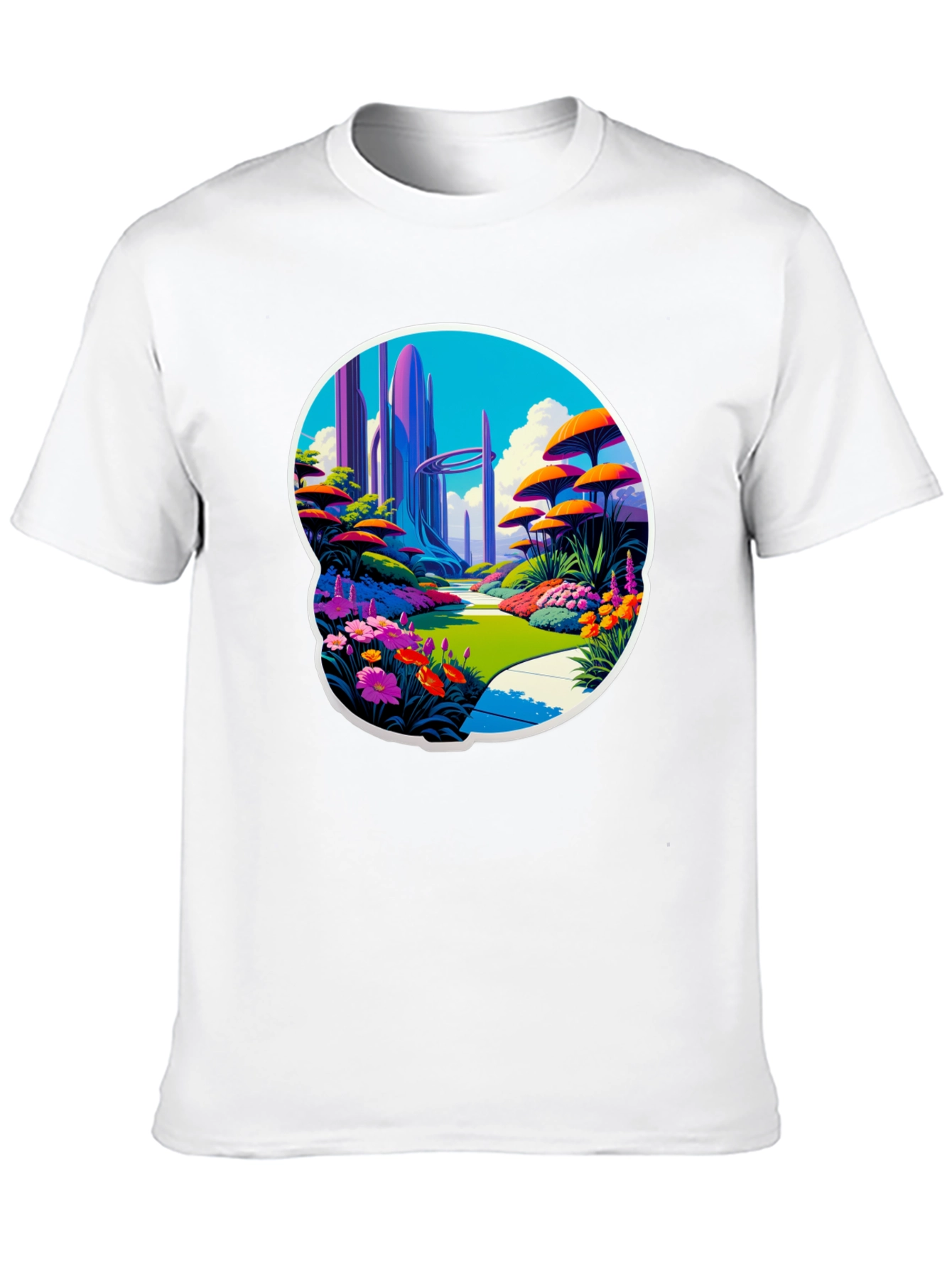 Futuristic Garden T-Shirt Sci-Fi Landscape Tee