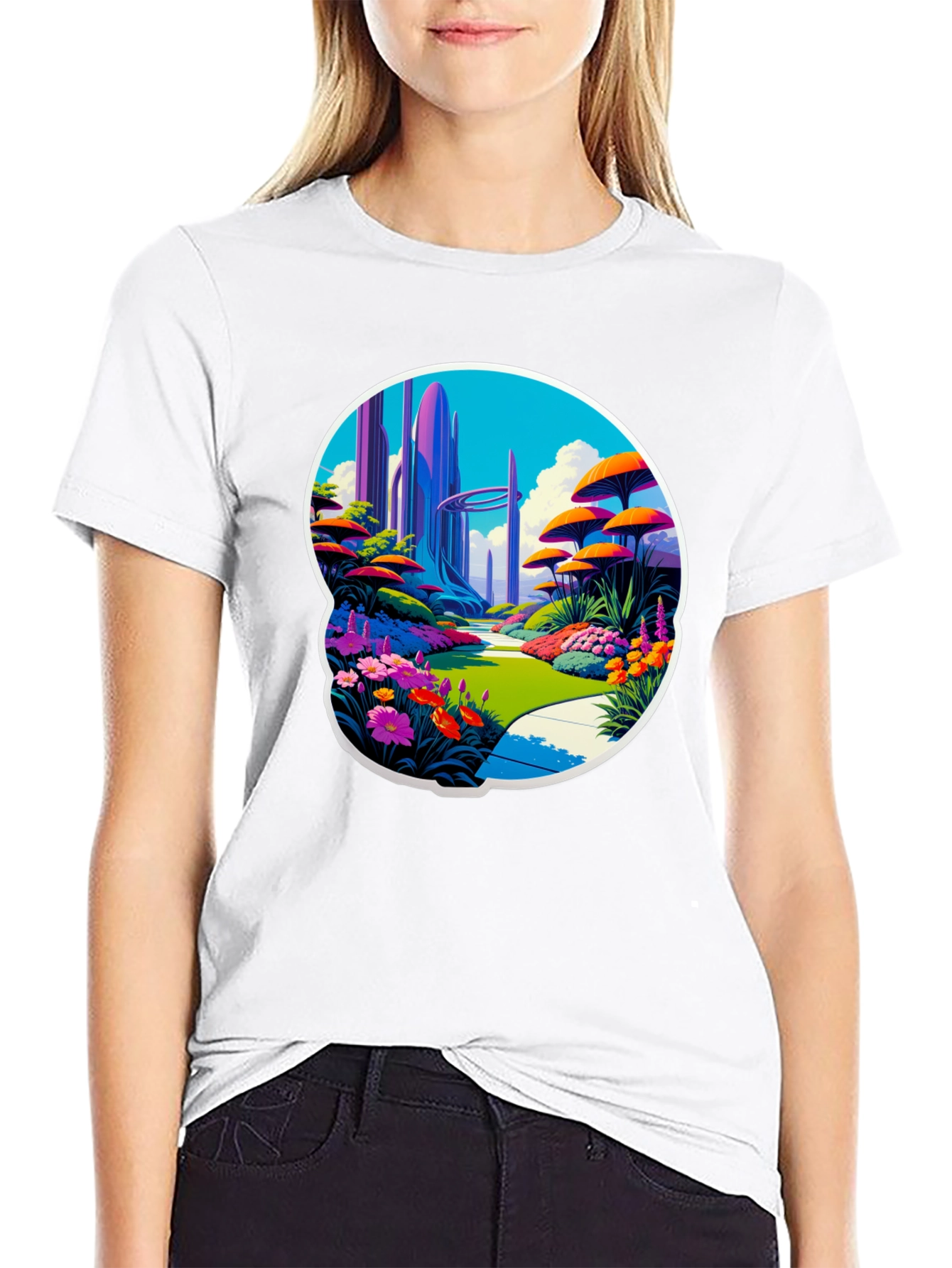 Futuristic Garden T-Shirt Sci-Fi Landscape Tee