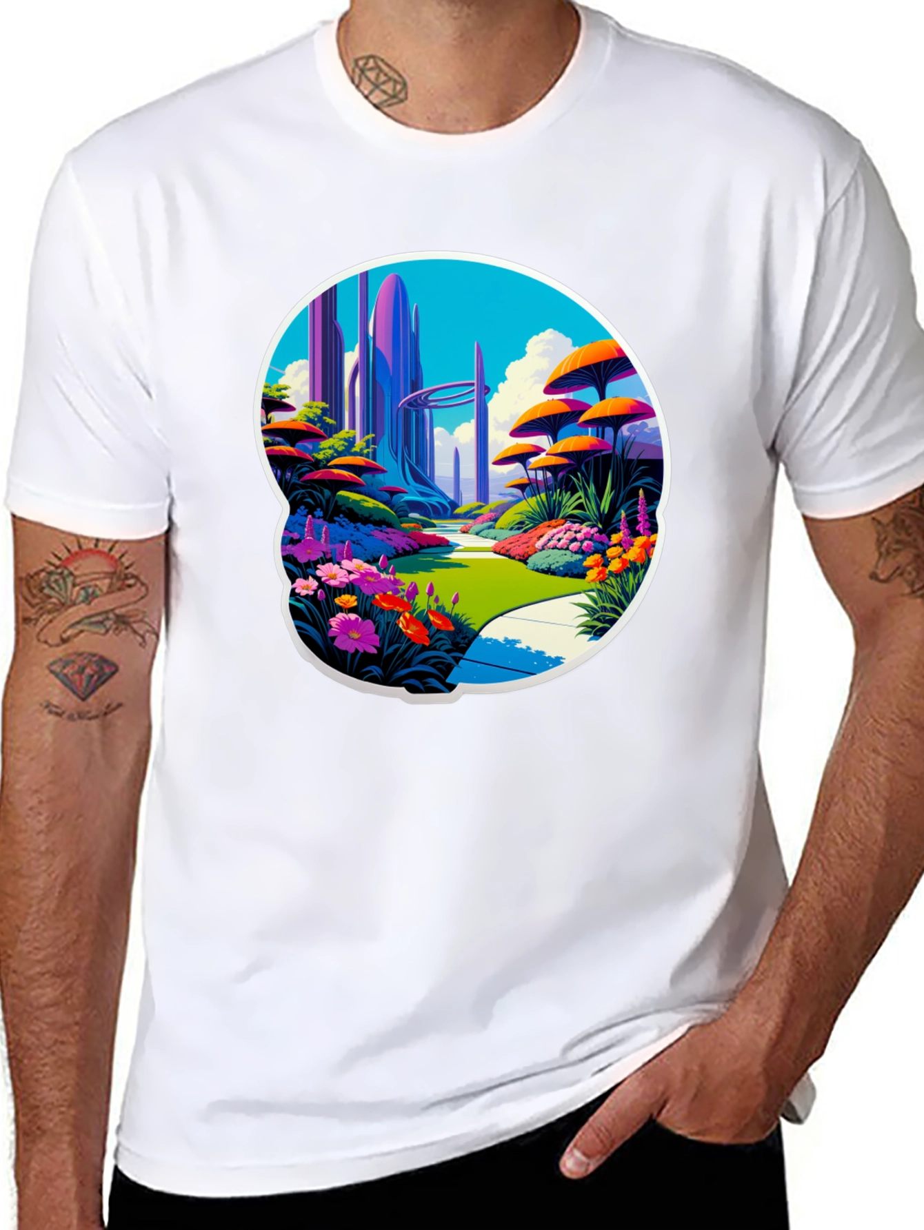 Futuristic Garden T-Shirt Sci-Fi Landscape Tee