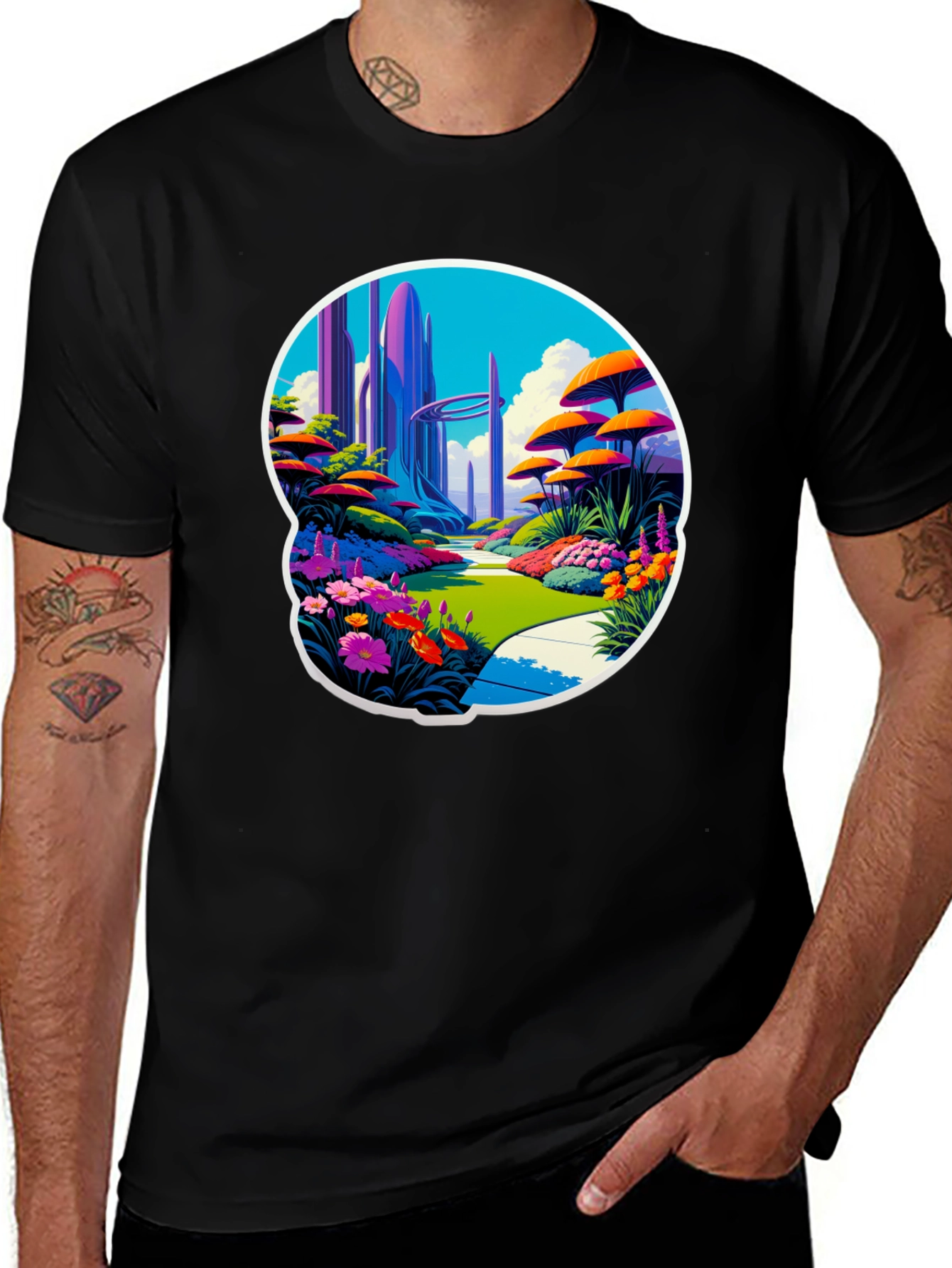 Futuristic Garden T-Shirt Sci-Fi Landscape Tee