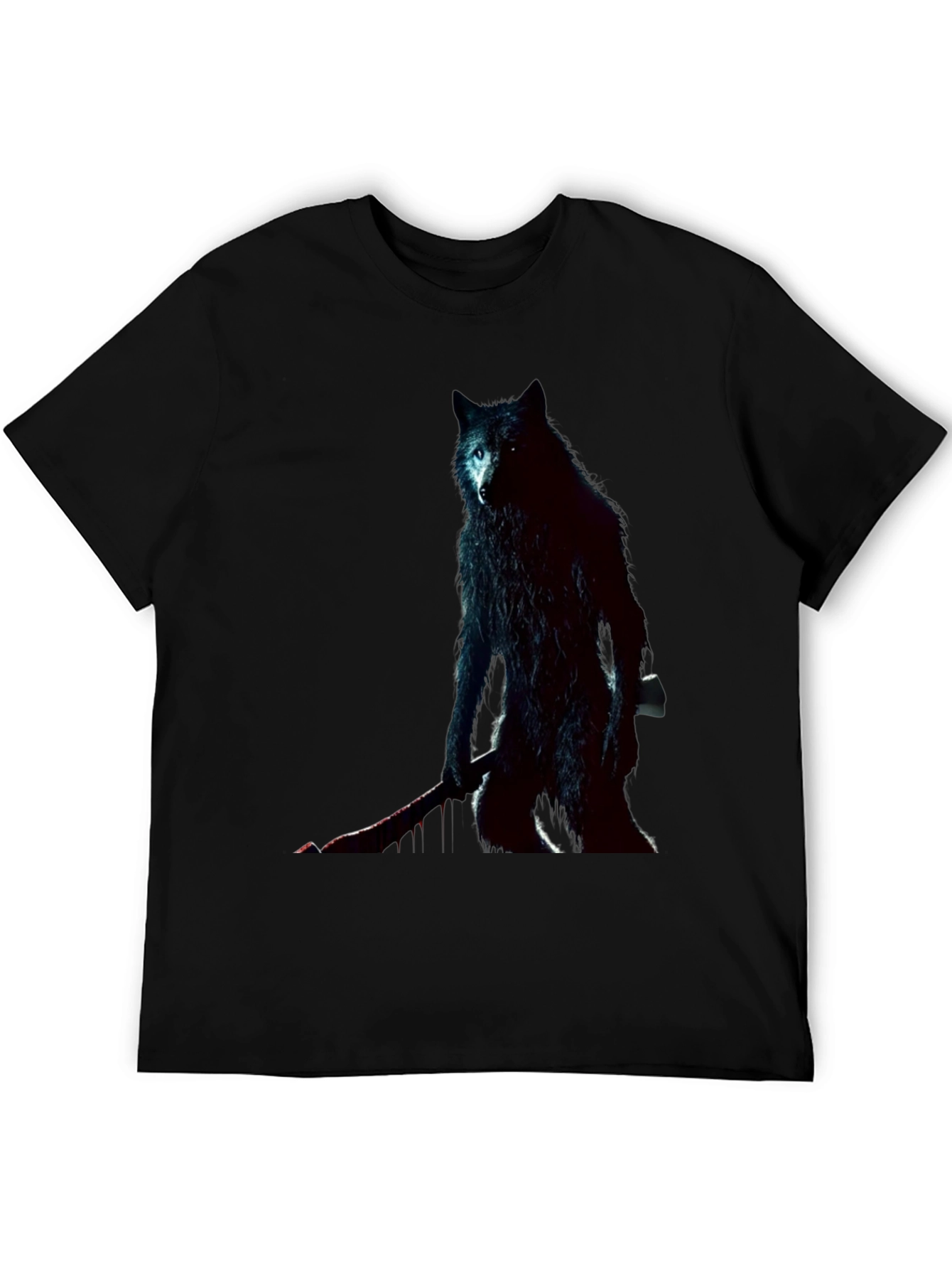 Wolf Warrior Graphic Tee - Black Cotton T-Shirt