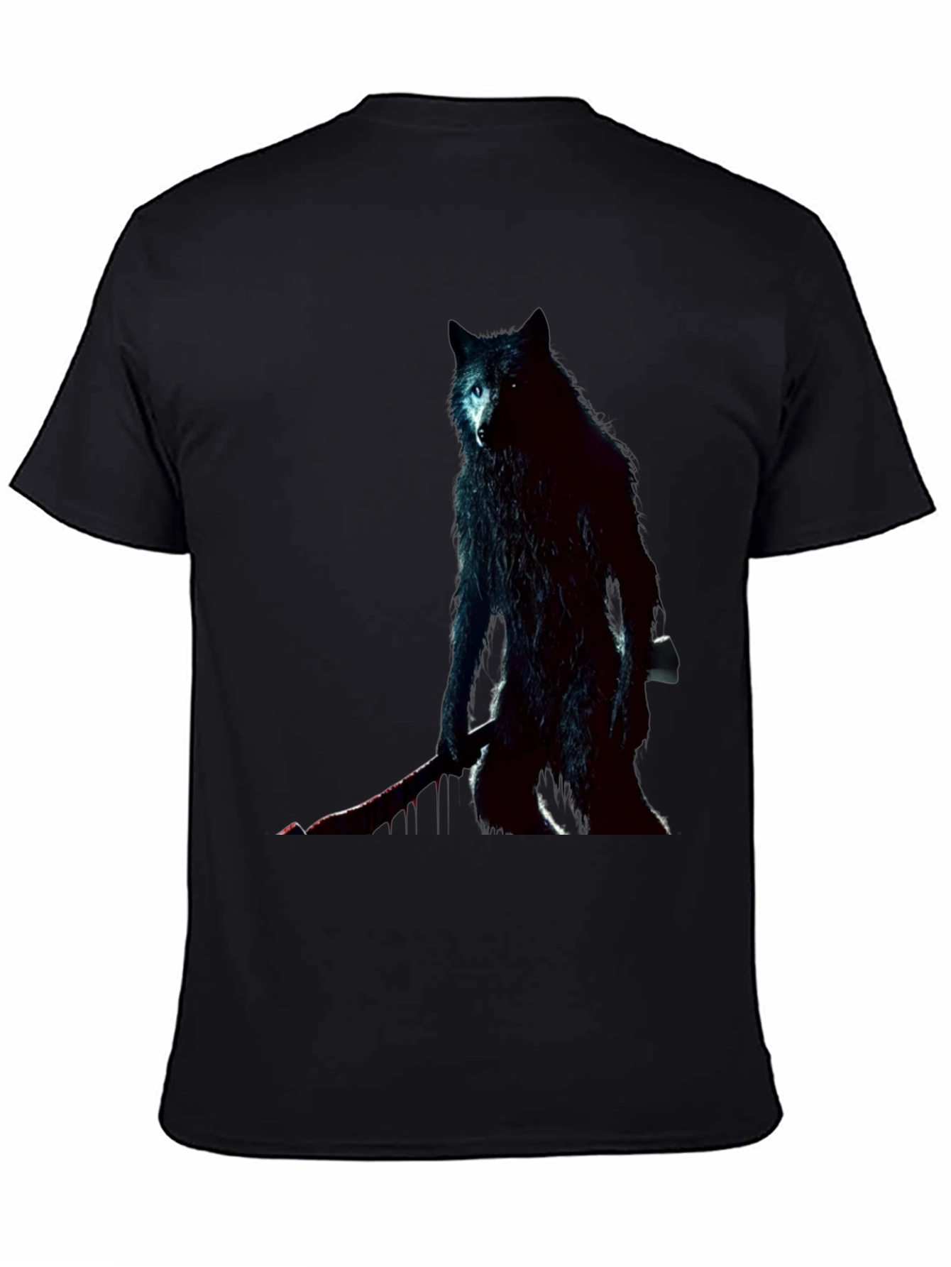 Wolf Warrior Graphic Tee - Black Cotton T-Shirt