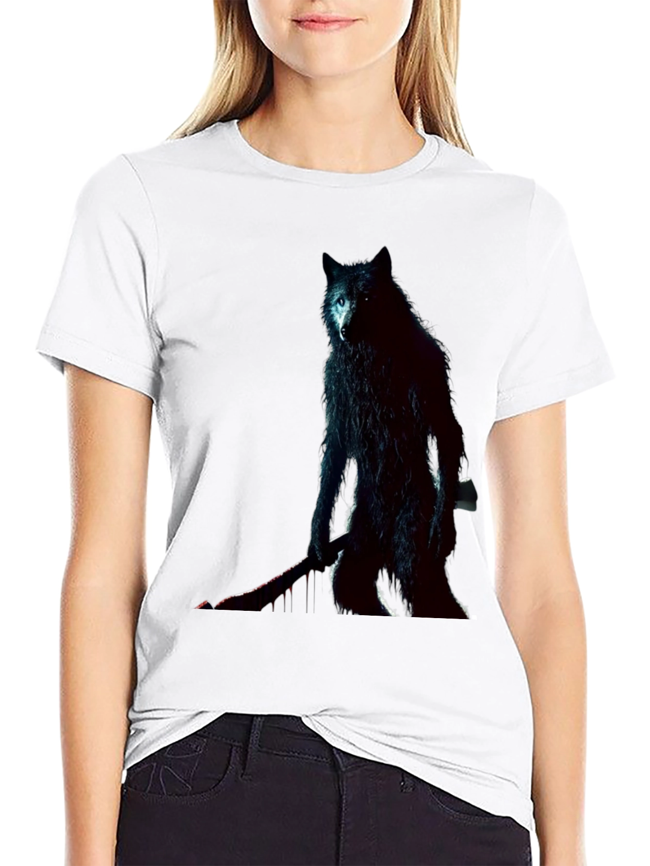 Wolf Warrior Graphic Tee - Black Cotton T-Shirt
