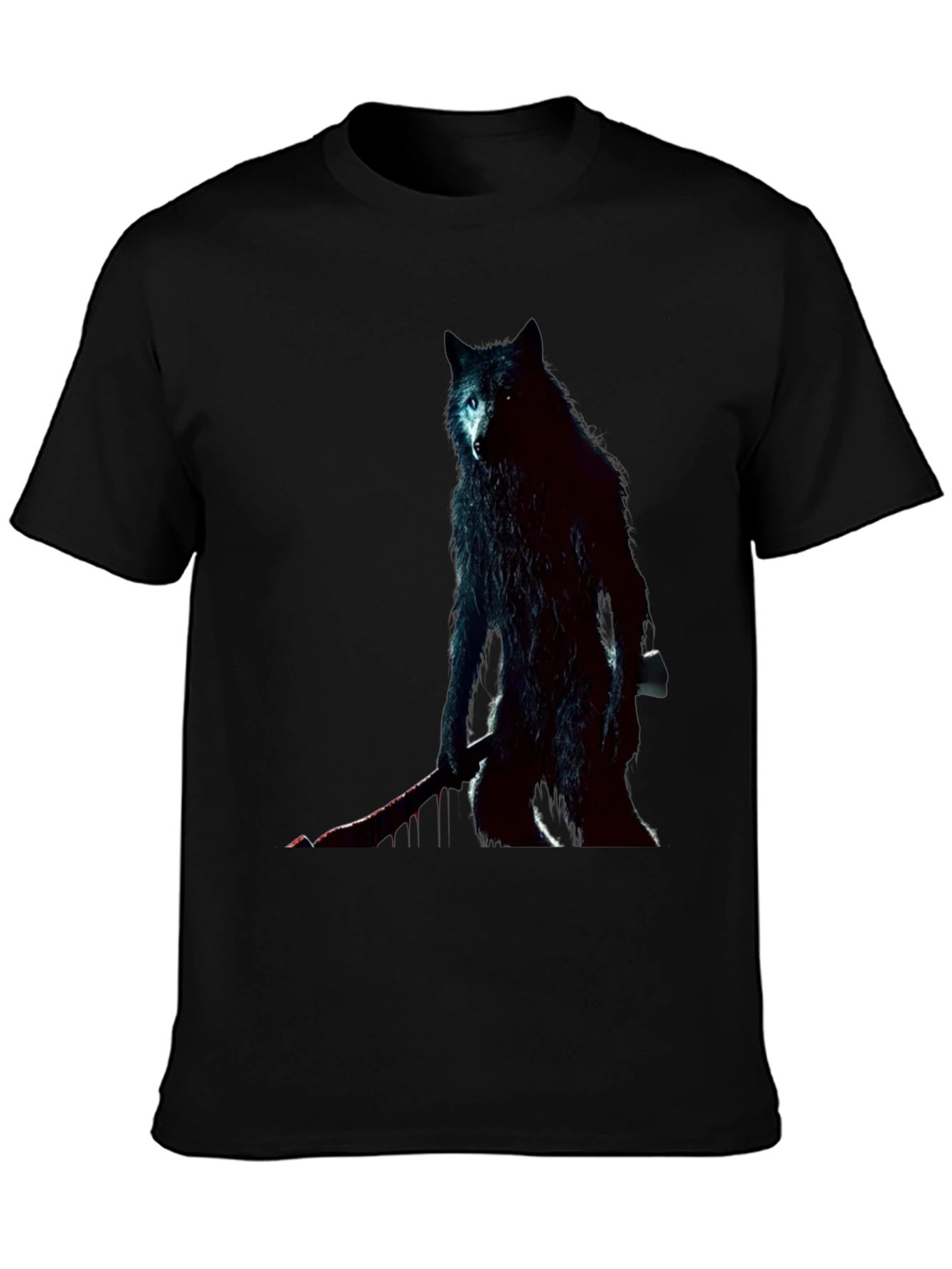 Wolf Warrior Graphic Tee - Black Cotton T-Shirt