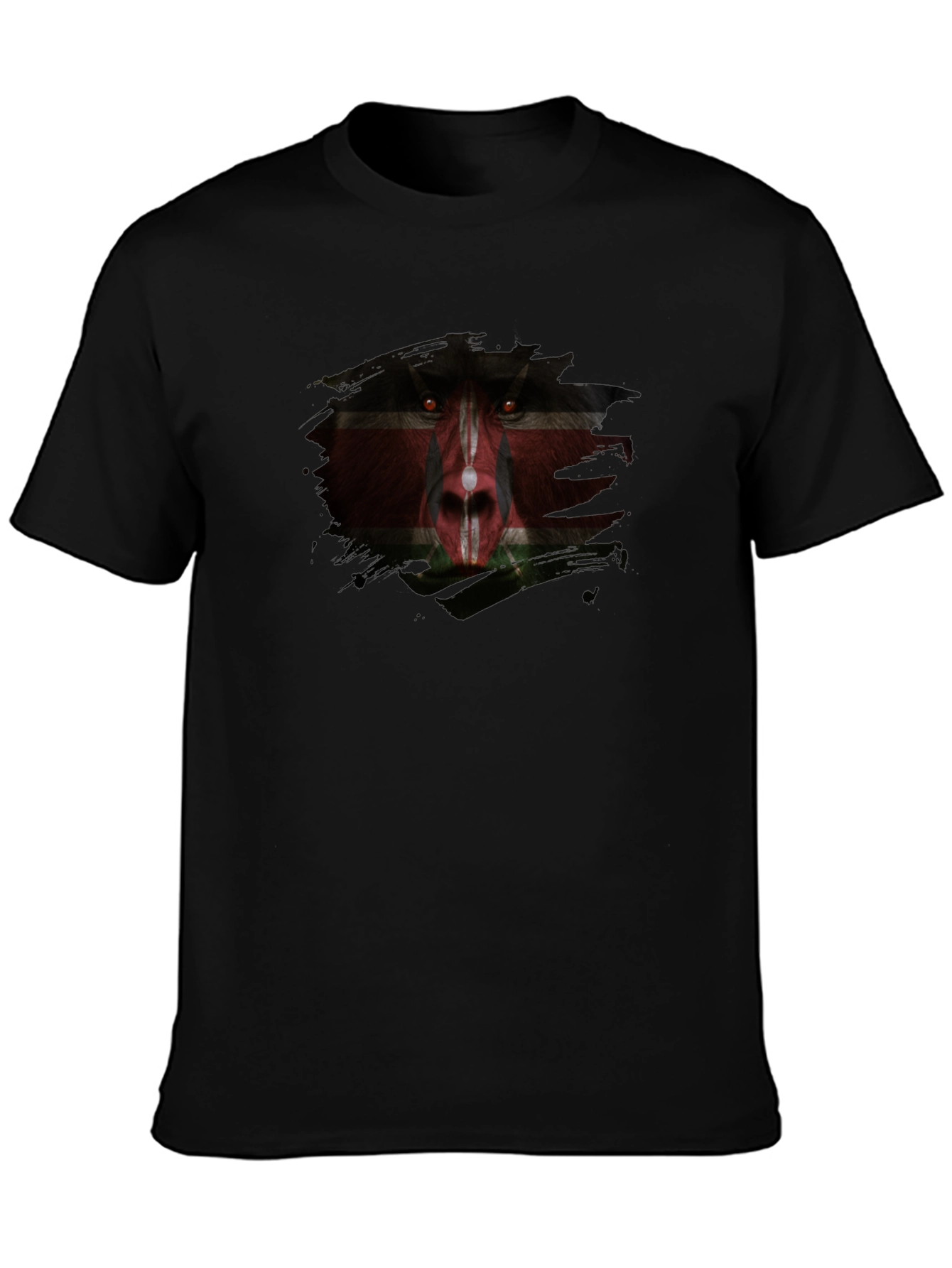 Kenyan Flag Baboon Face Graphic T-Shirt