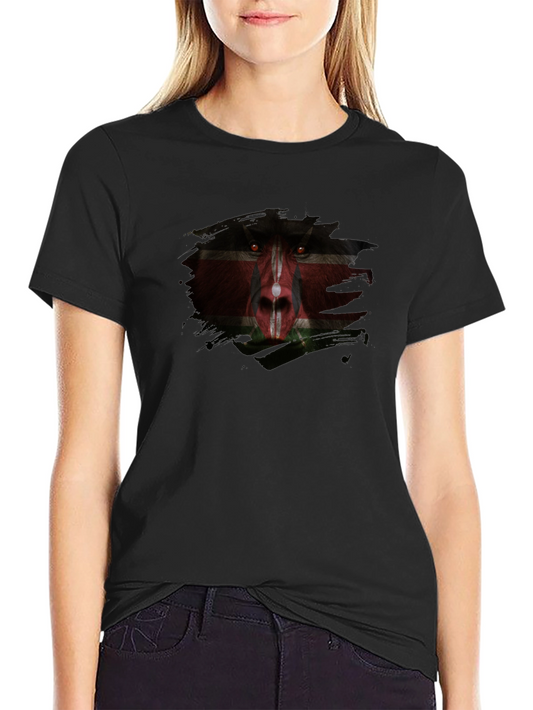 Kenyan Flag Baboon Face Graphic T-Shirt