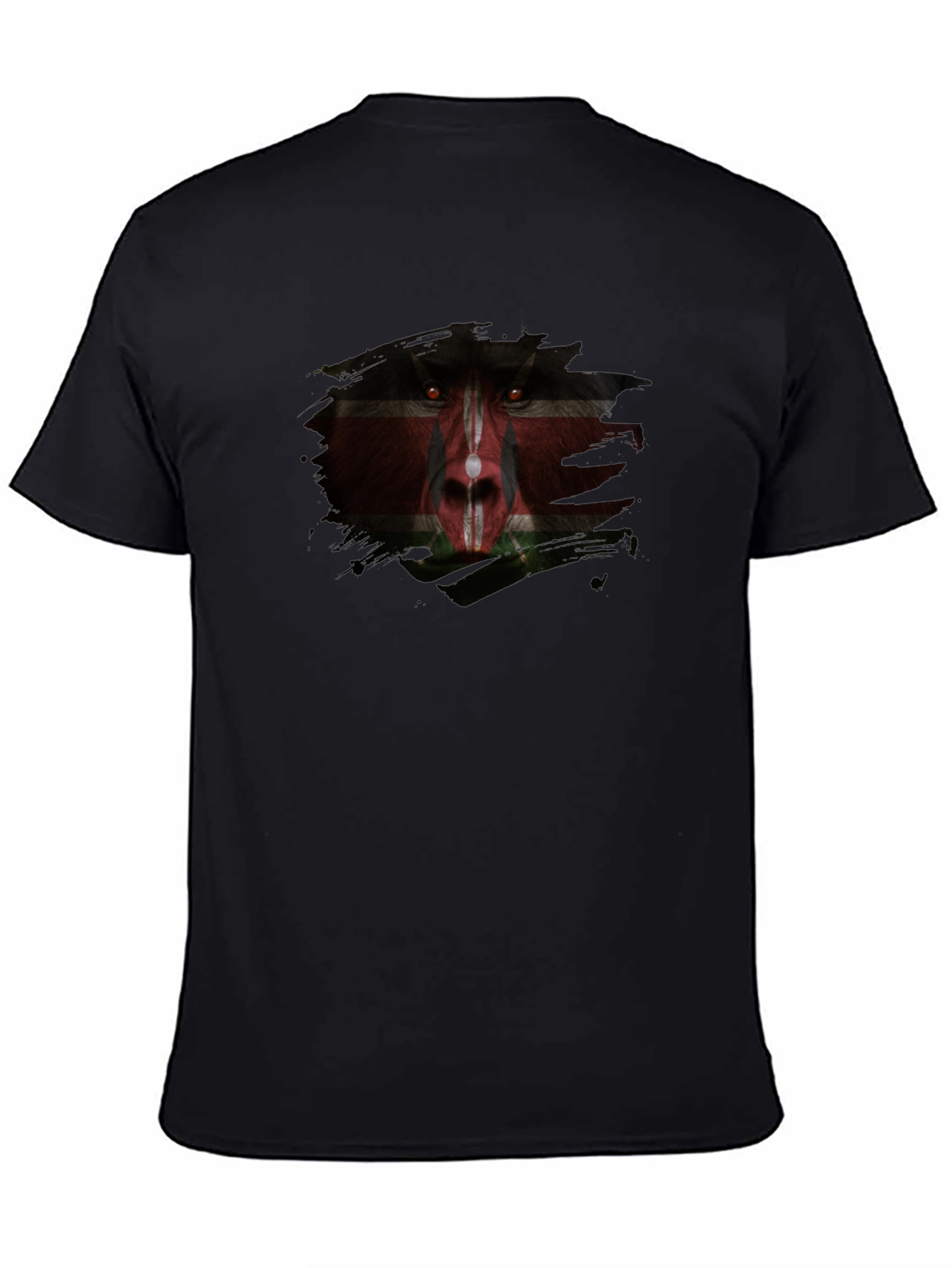 Kenyan Flag Baboon Face Graphic T-Shirt