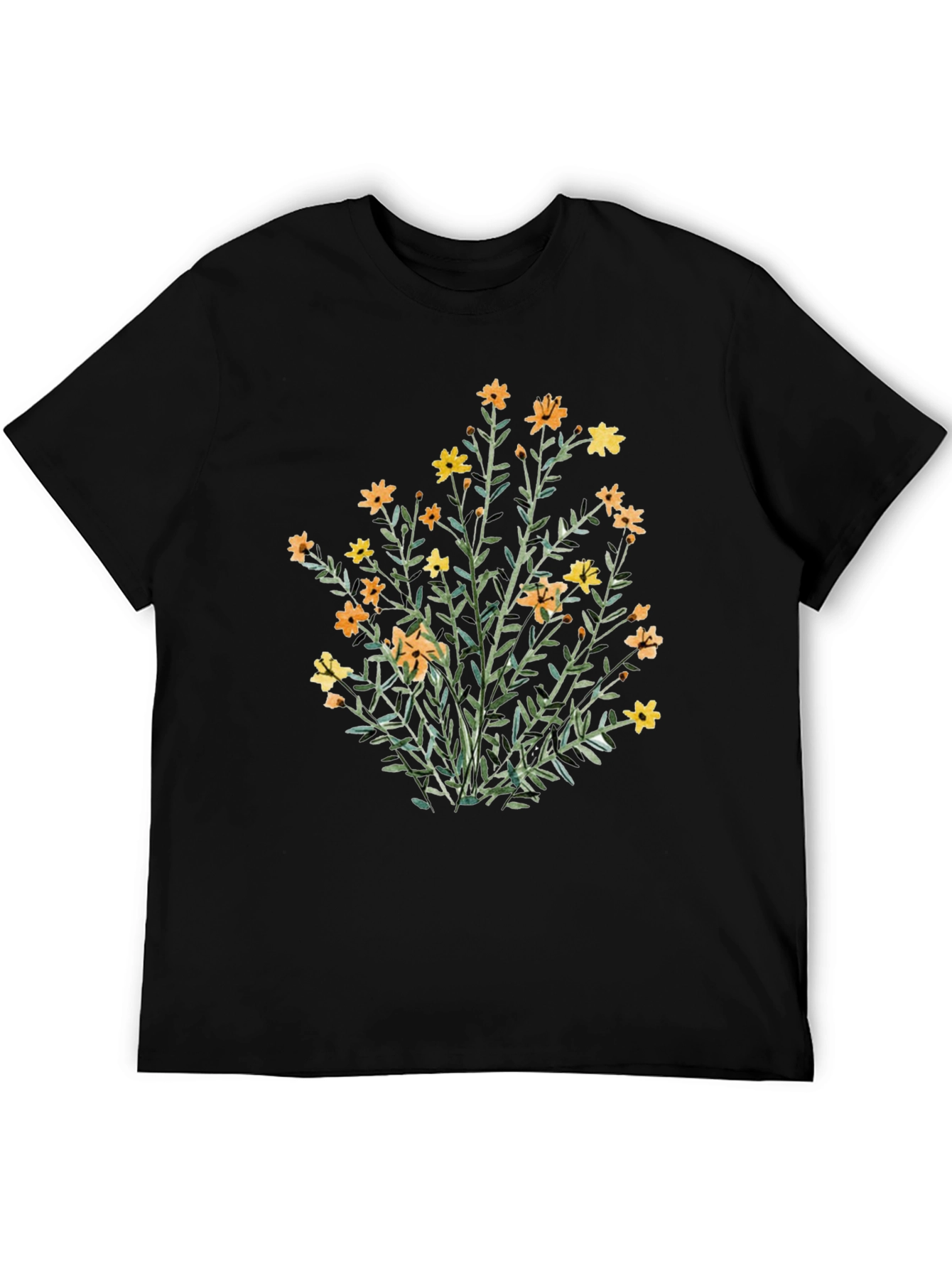 Floral Print Black T-Shirt