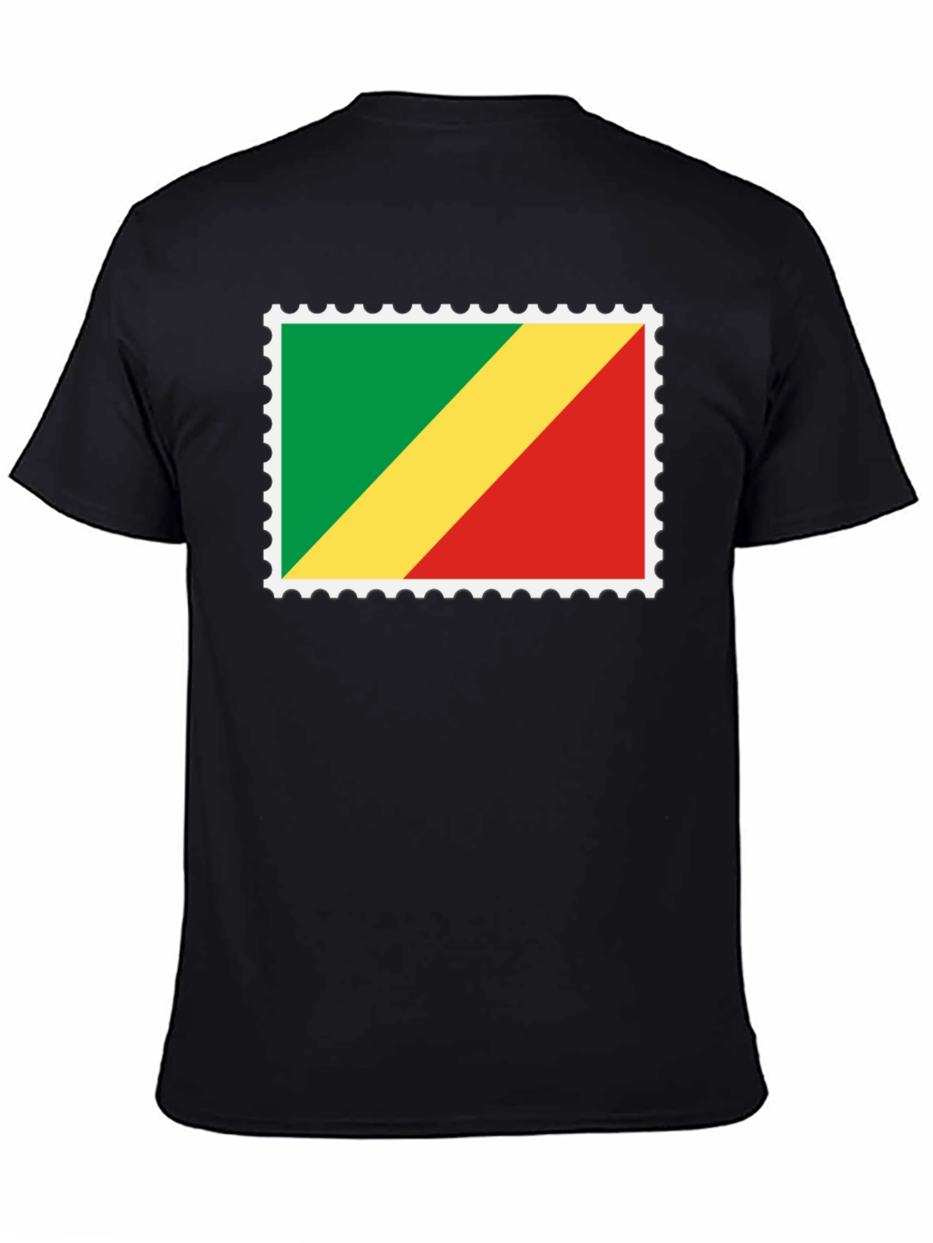 Congo Flag Stamp Black T-Shirt