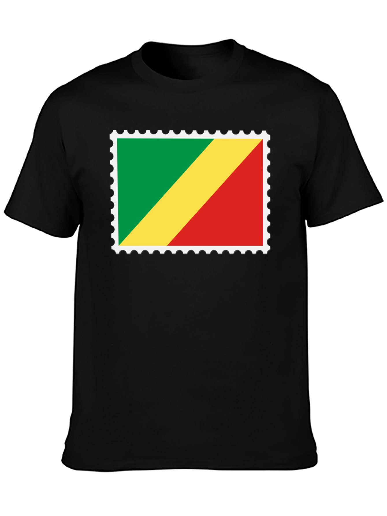 Congo Flag Stamp Black T-Shirt